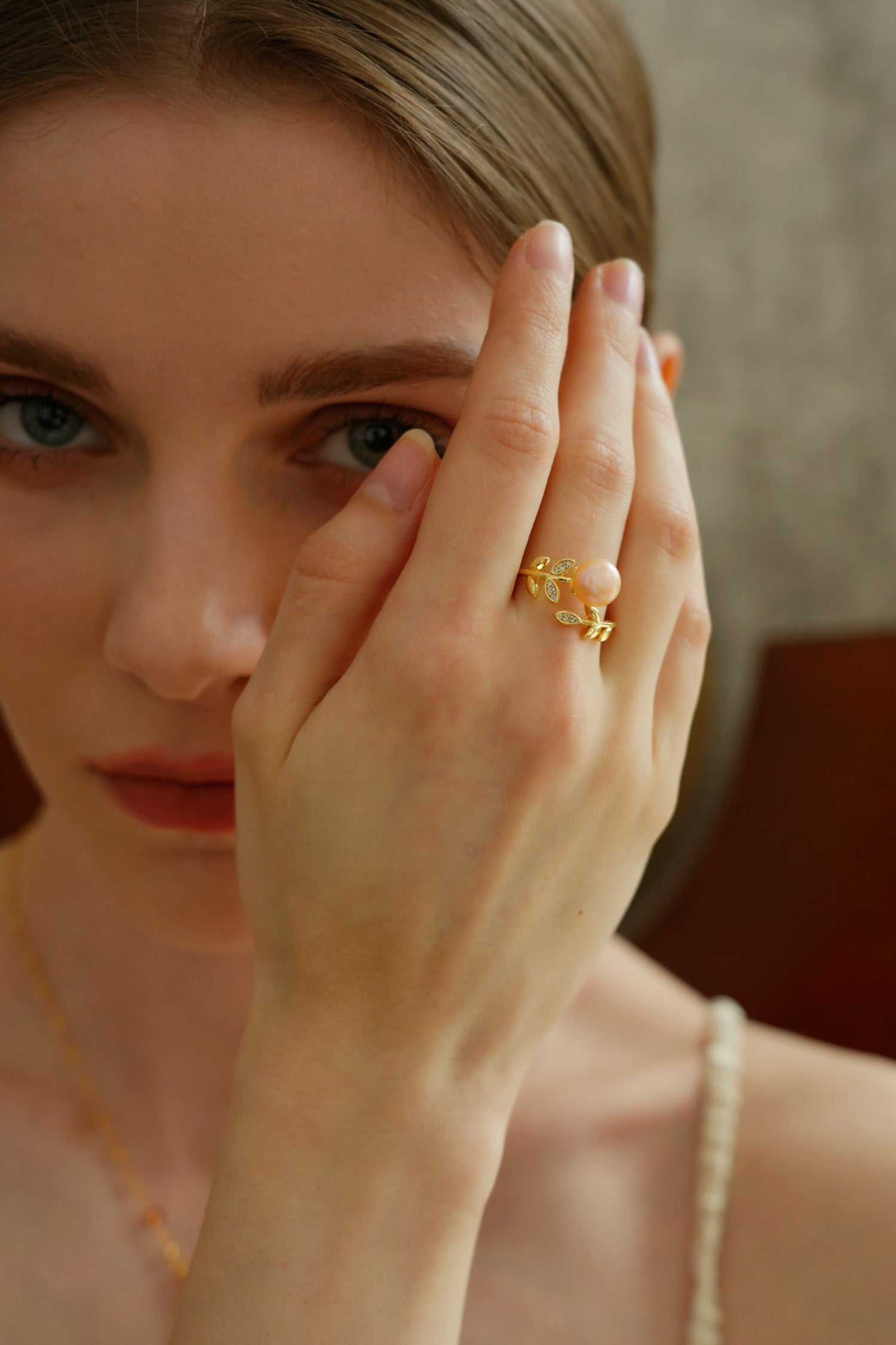 Adjustable Pink Pearl Ring