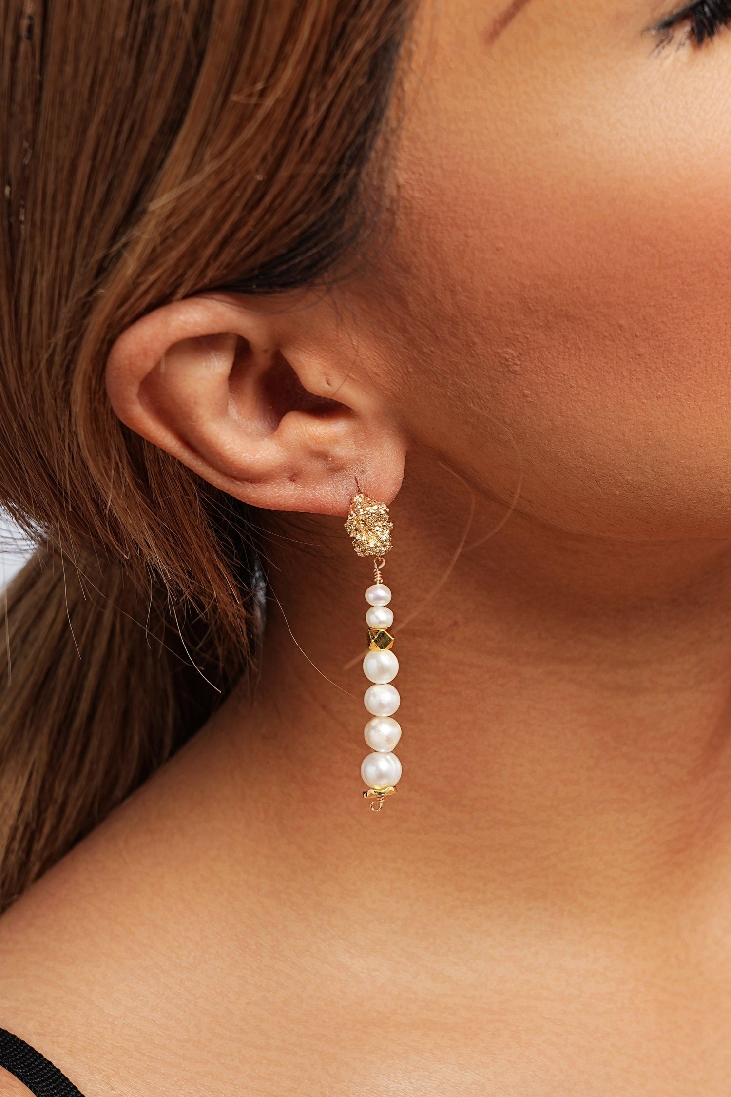 Anastasia Gold Dipped Pearl Earrings - Artsory
