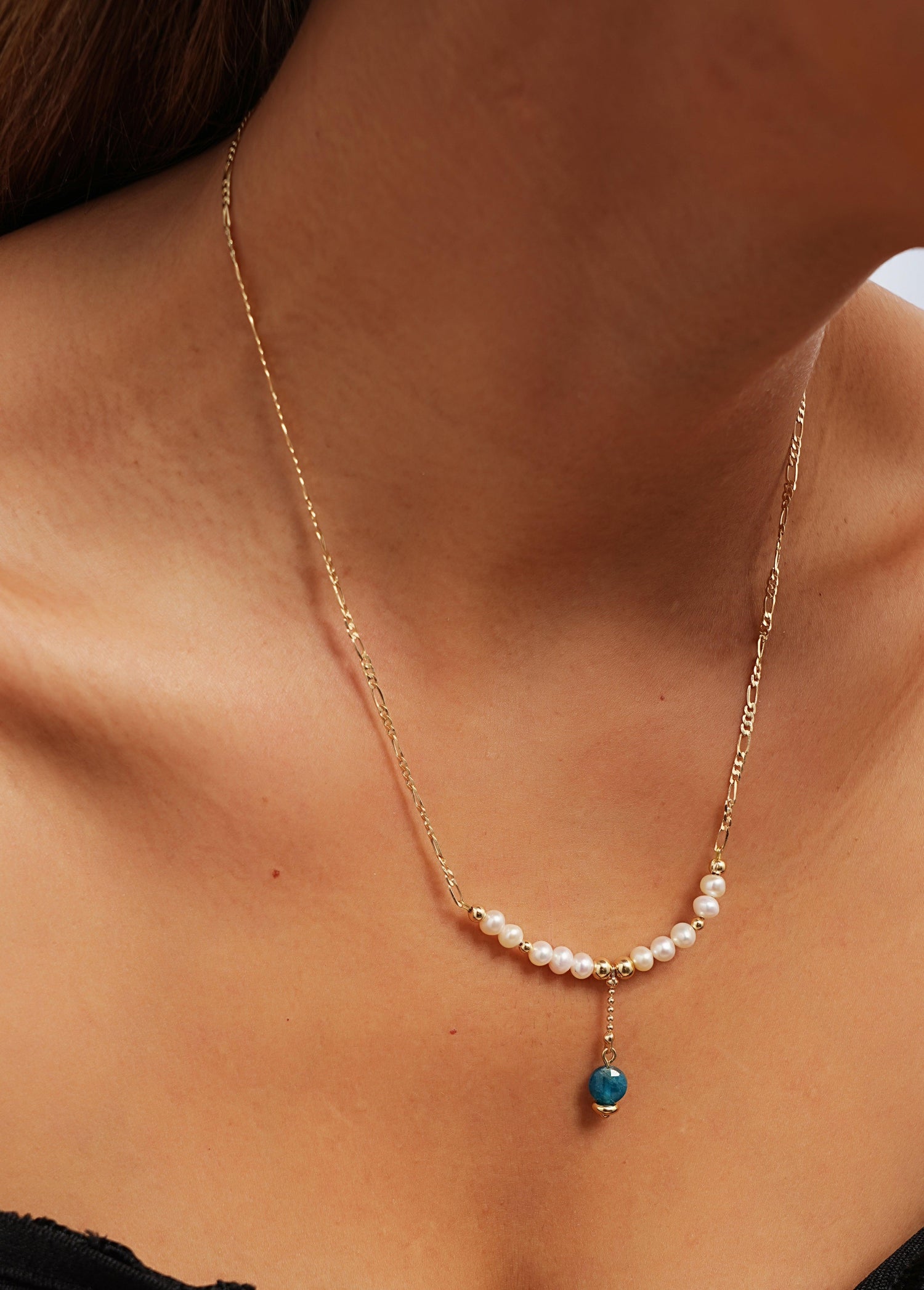 Apatite Drop Pearl Beaded Necklace - Artsory