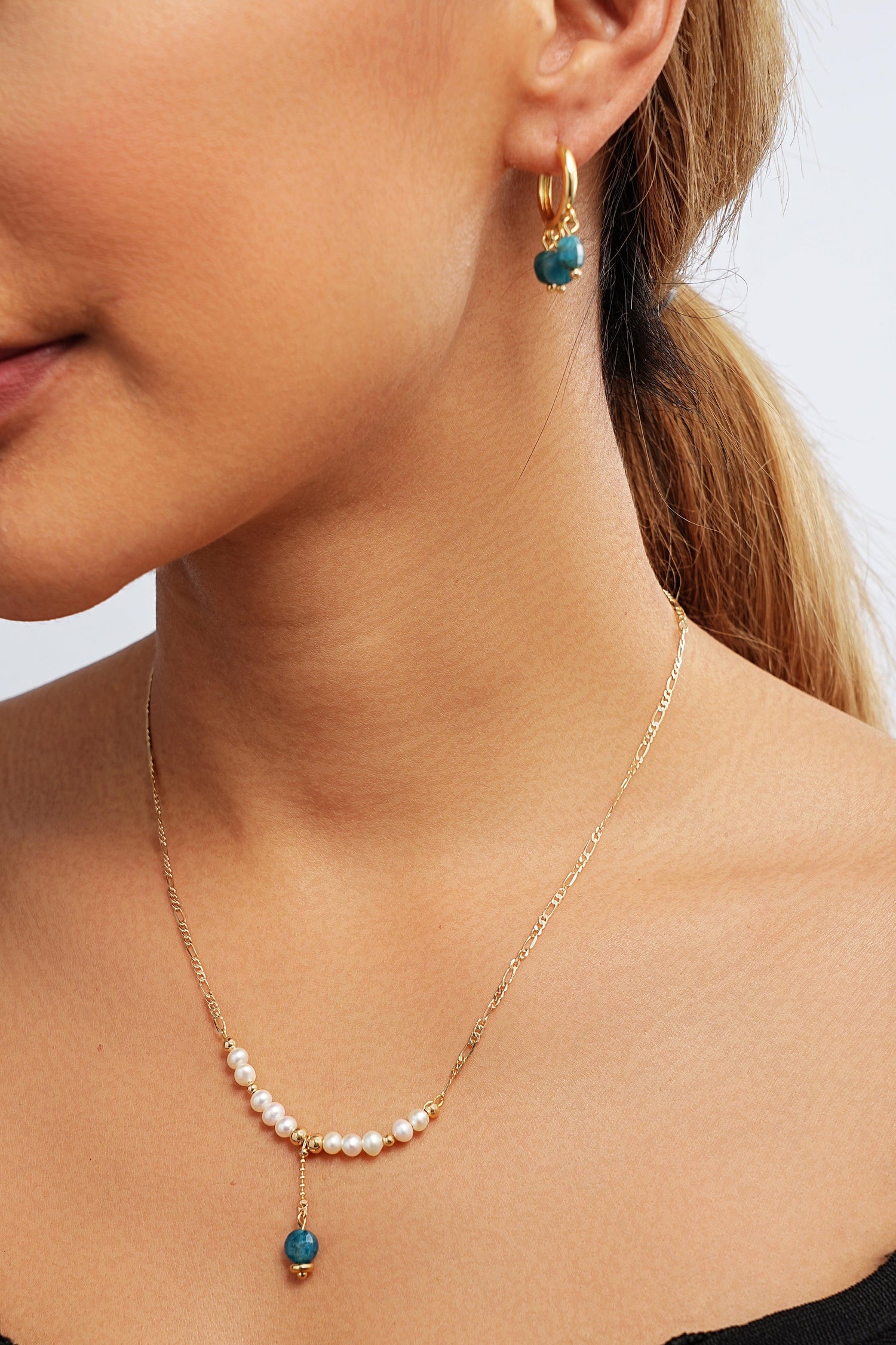 Apatite Drop Pearl Beaded Necklace - Artsory