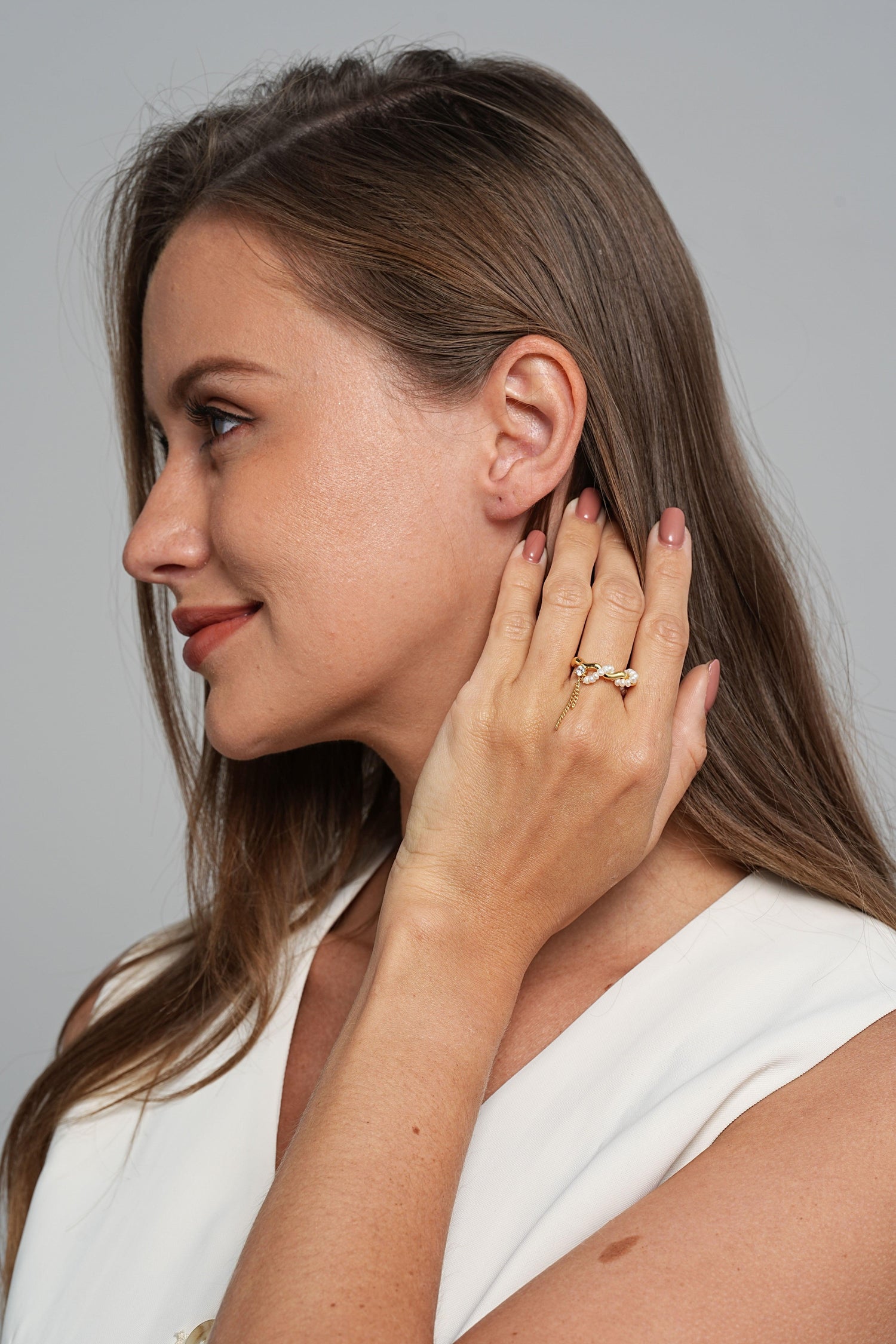 Ariel 14K Pearl Cascade Ring - Artsory