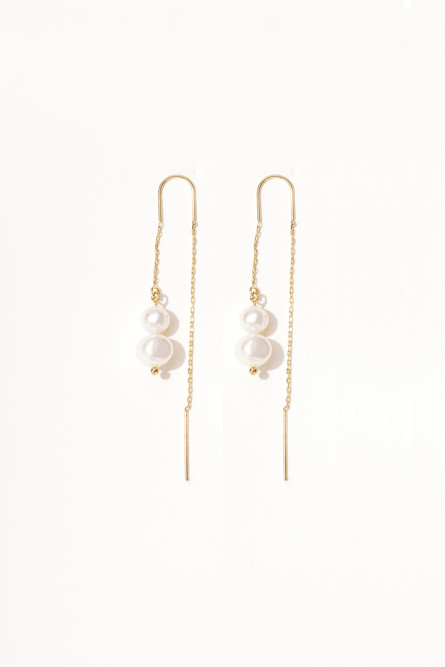 Bella Pearl Threader Earrings - Artsory