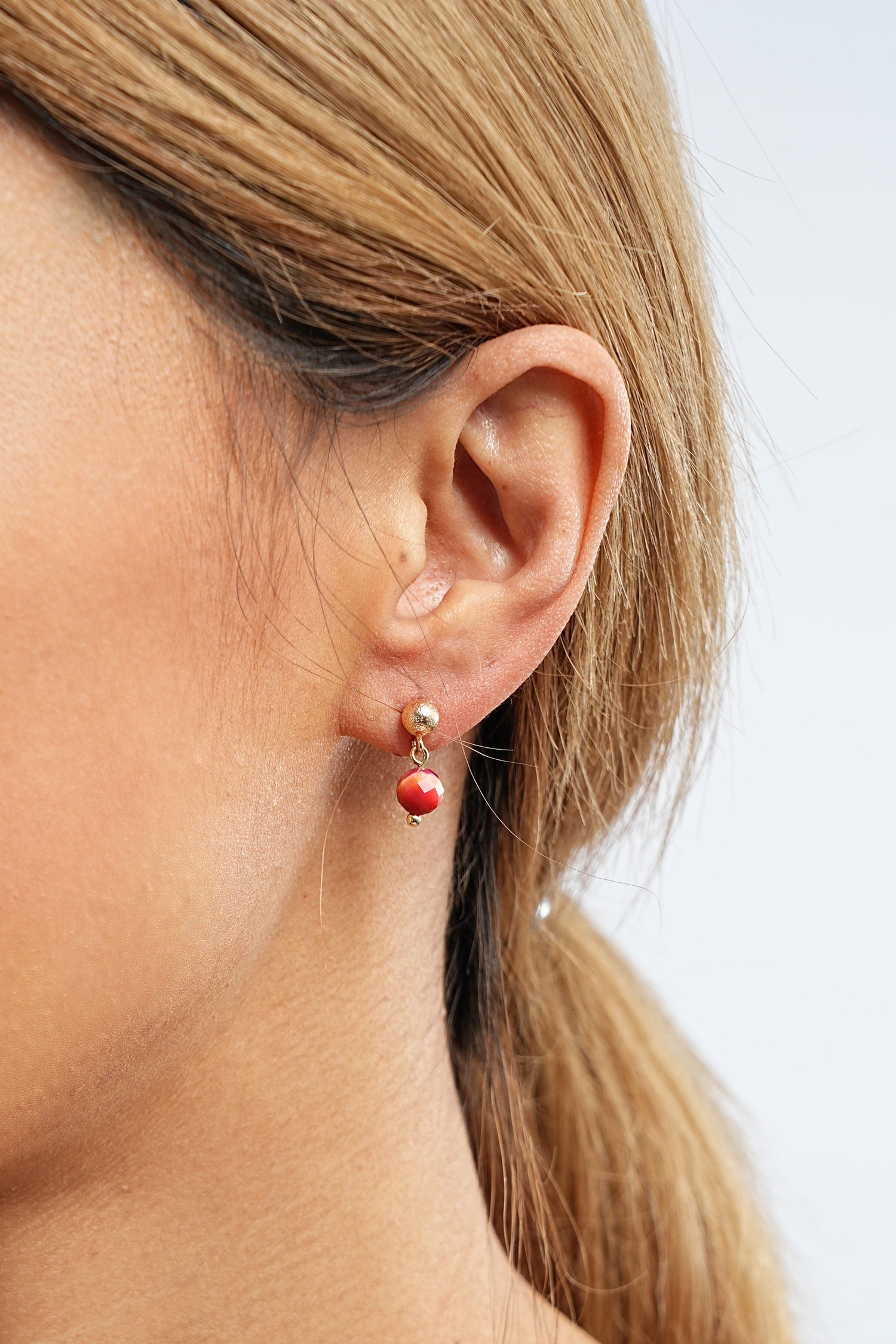 Classic Gem Tiny Drop Earrings Tigerite - Artsory