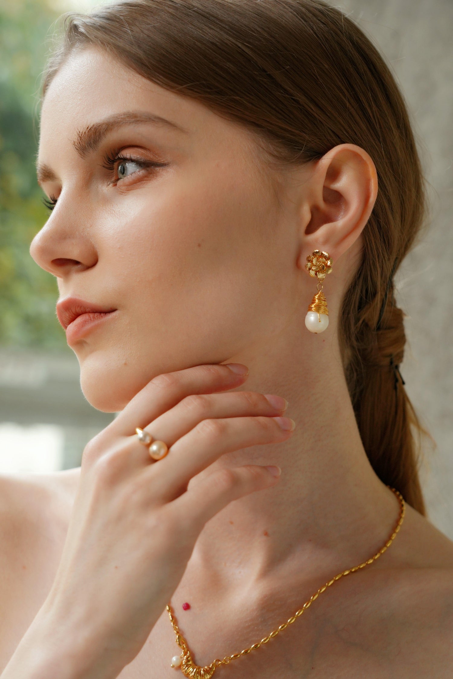 Cleo Wrapped Pearl Drop Earrings - Artsory