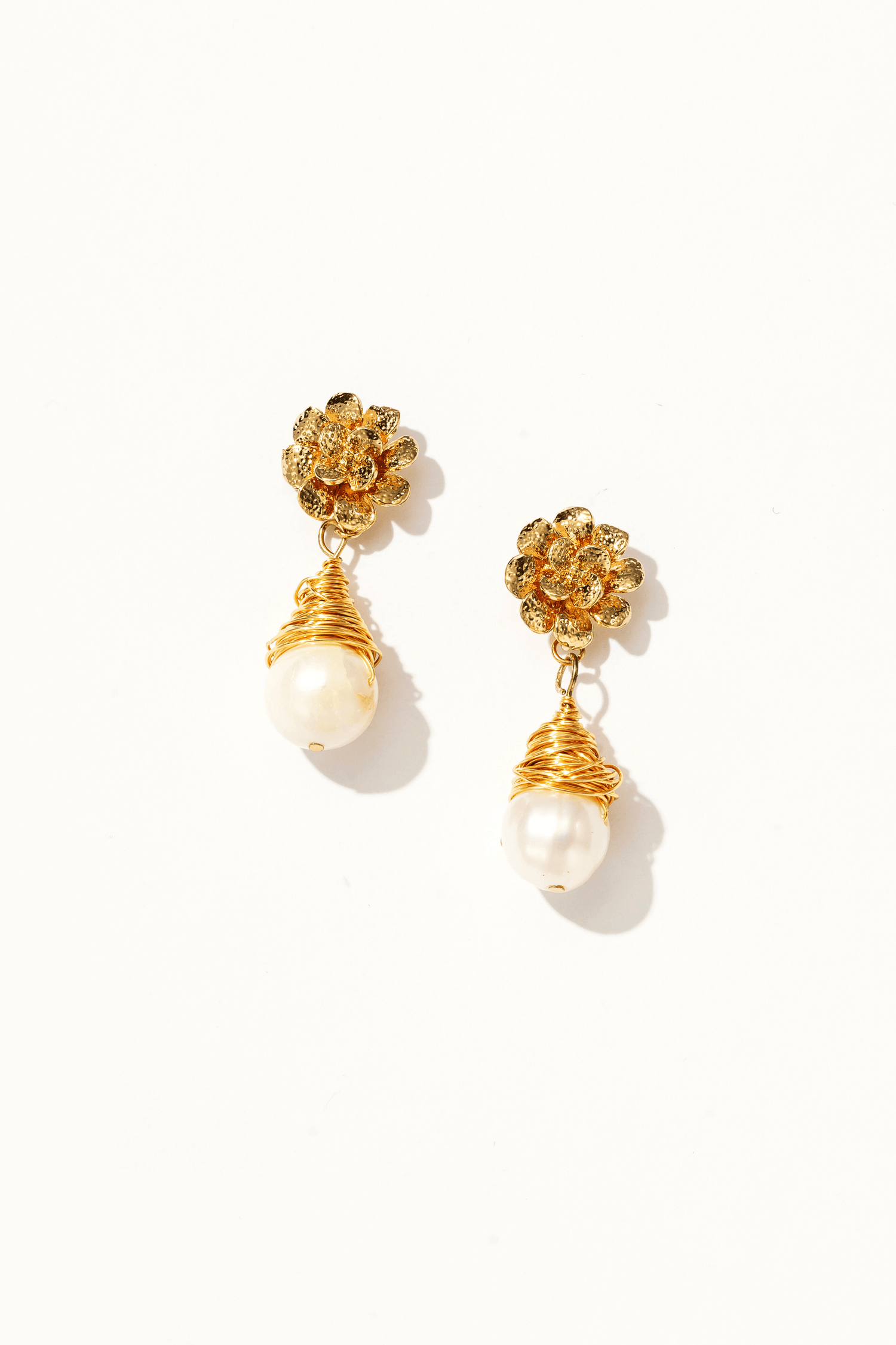 Cleo Wrapped Pearl Drop Earrings - Artsory