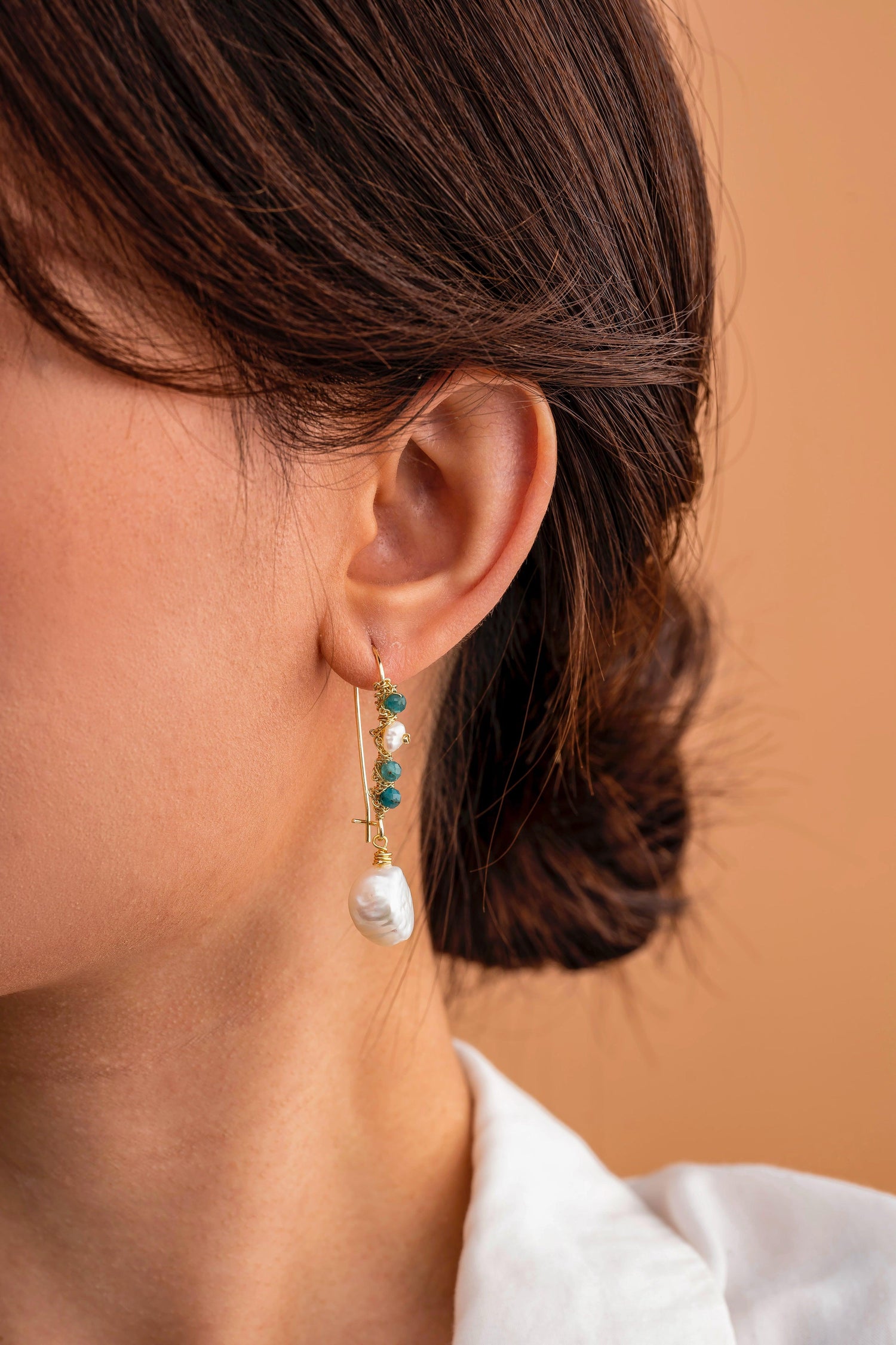 Ellarian Pearl & Gem Mix Drop Earrings - Artsory