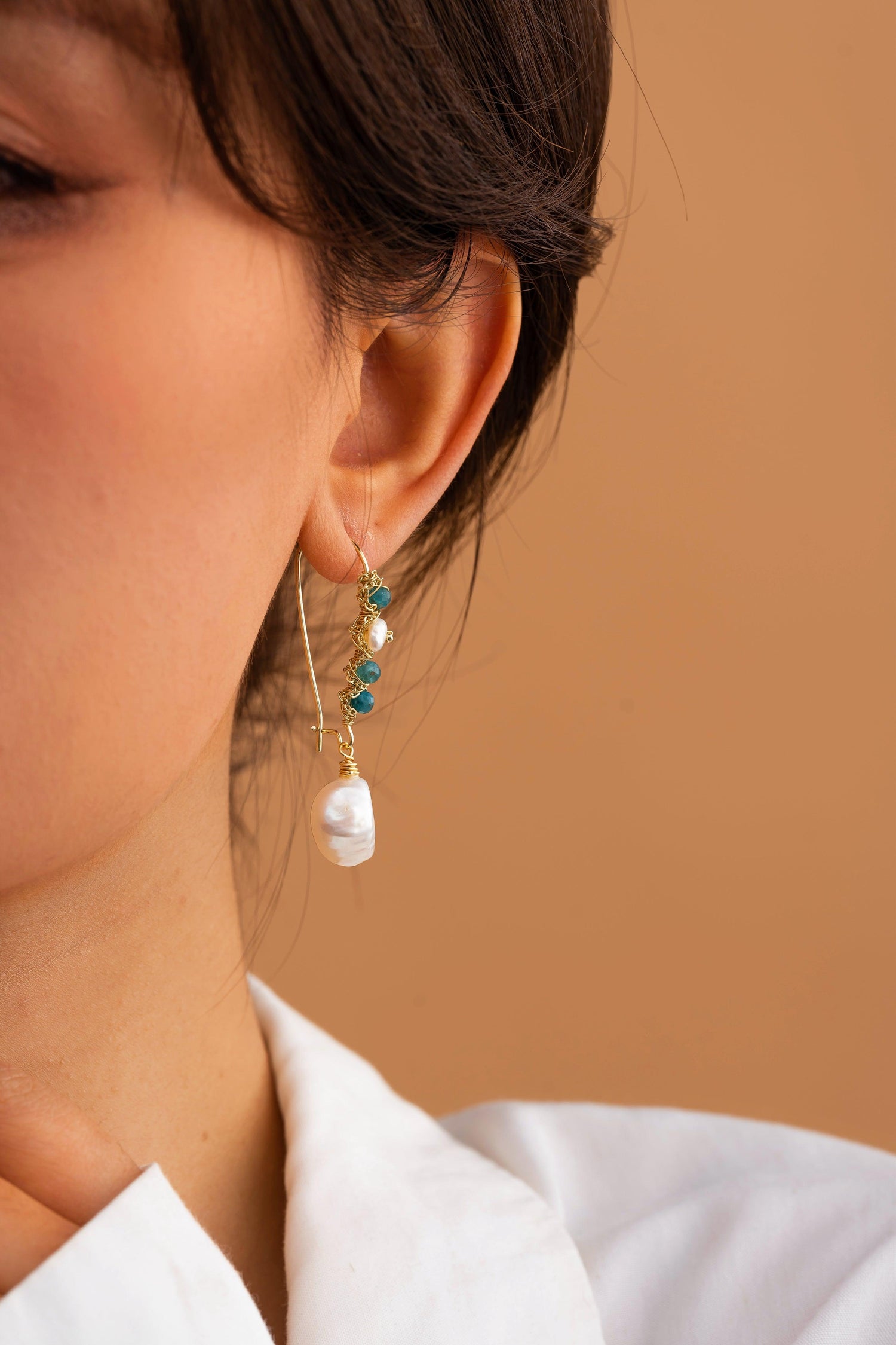 Ellarian Pearl & Gem Mix Drop Earrings - Artsory