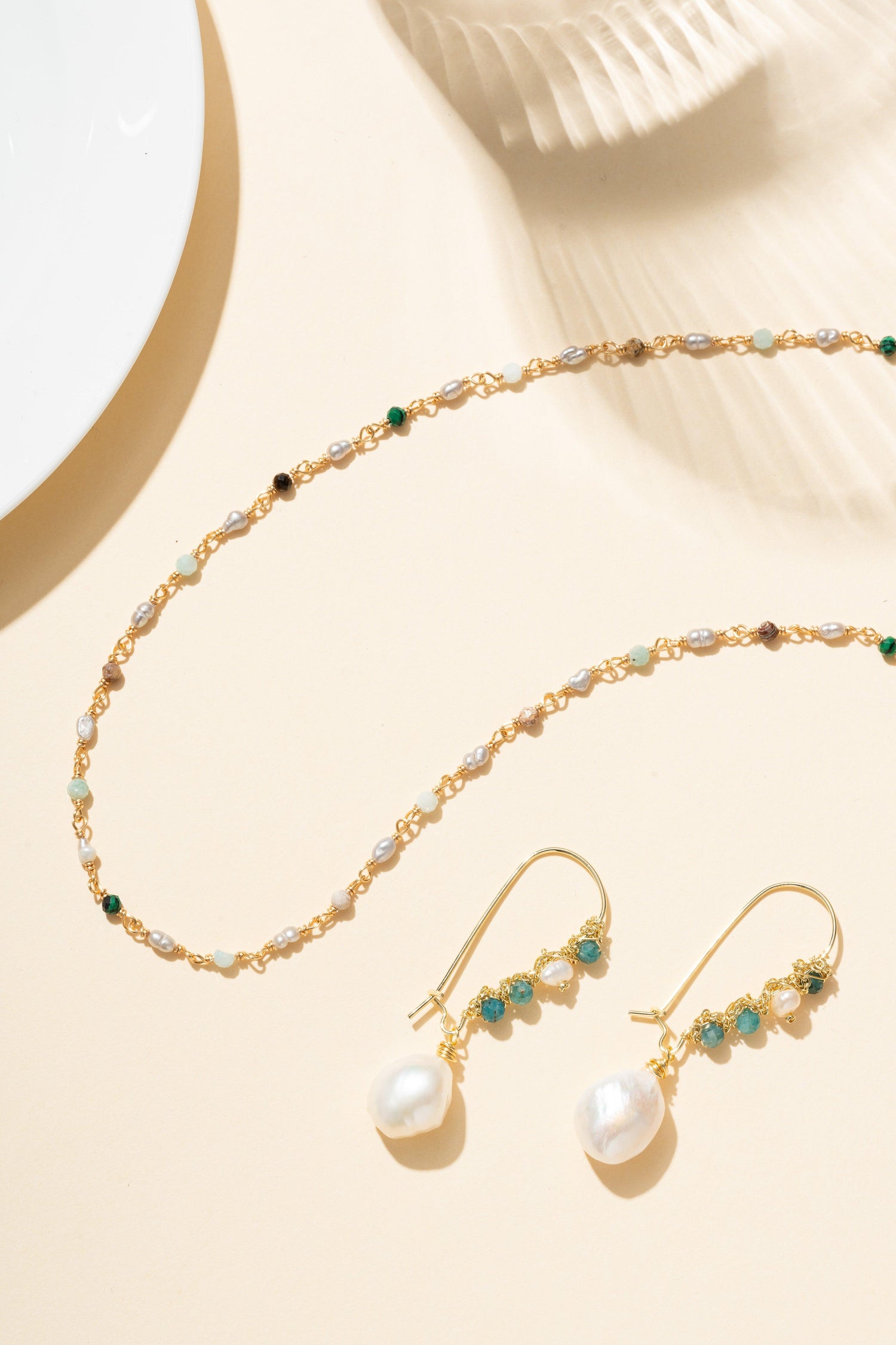 Ellarian Pearl & Gem Mix Drop Earrings - Artsory