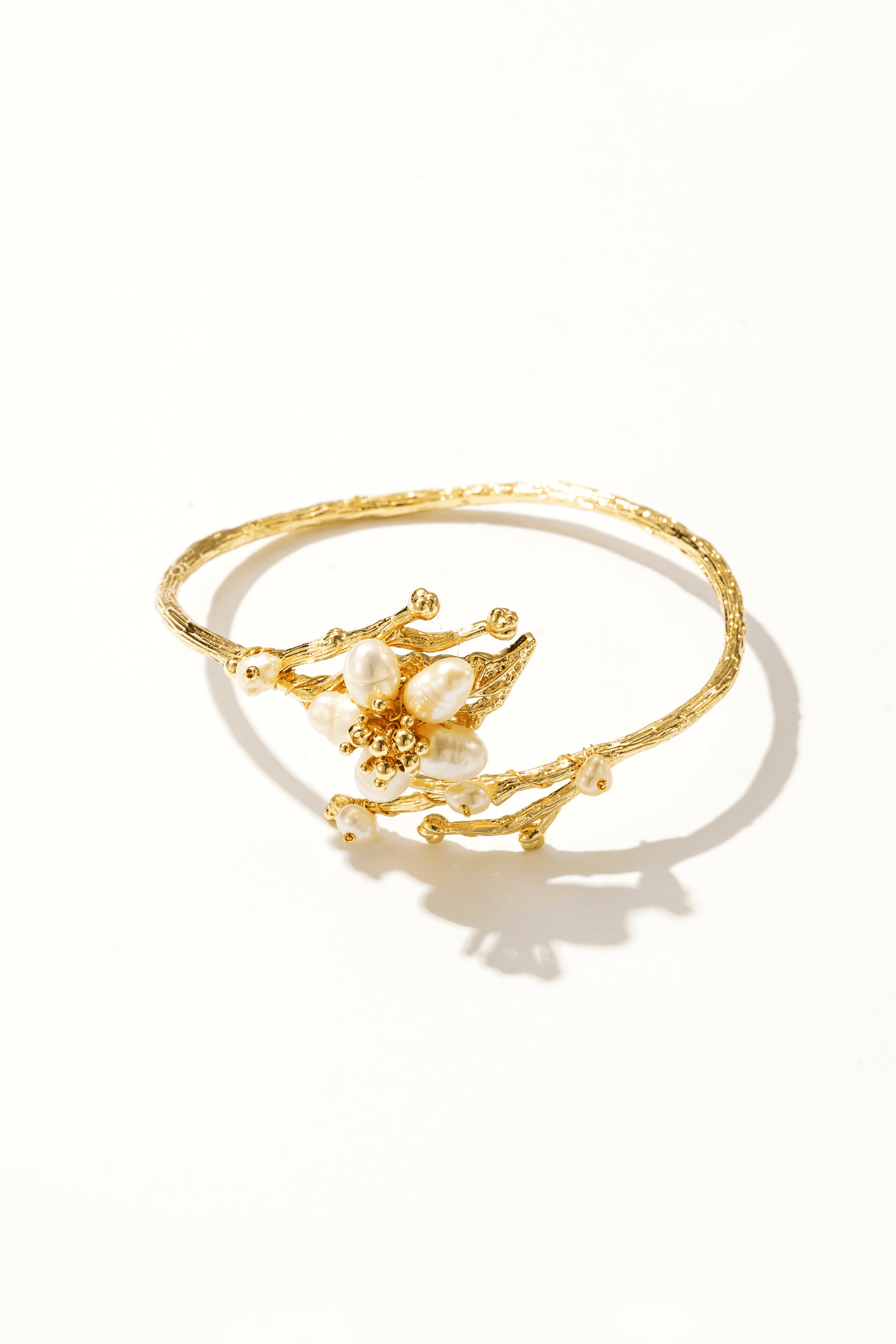 Ethereal Pearl 14K Gold Bangle - Artsory