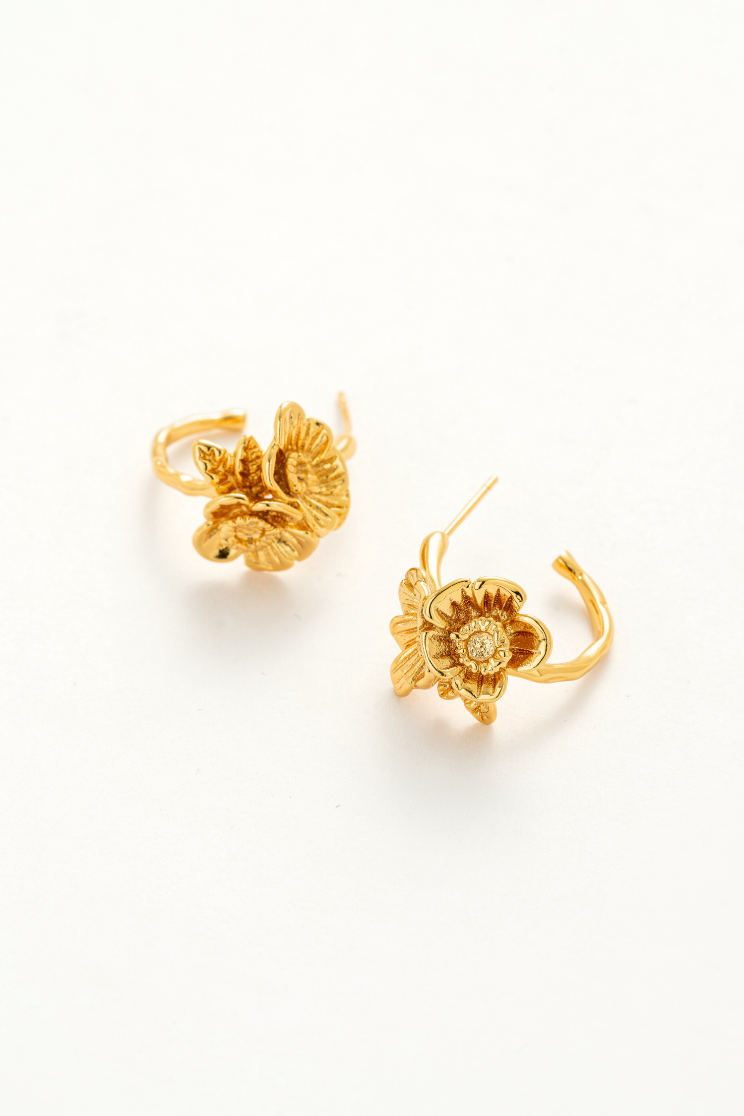 Gilded Blossm C Hoop Earrings