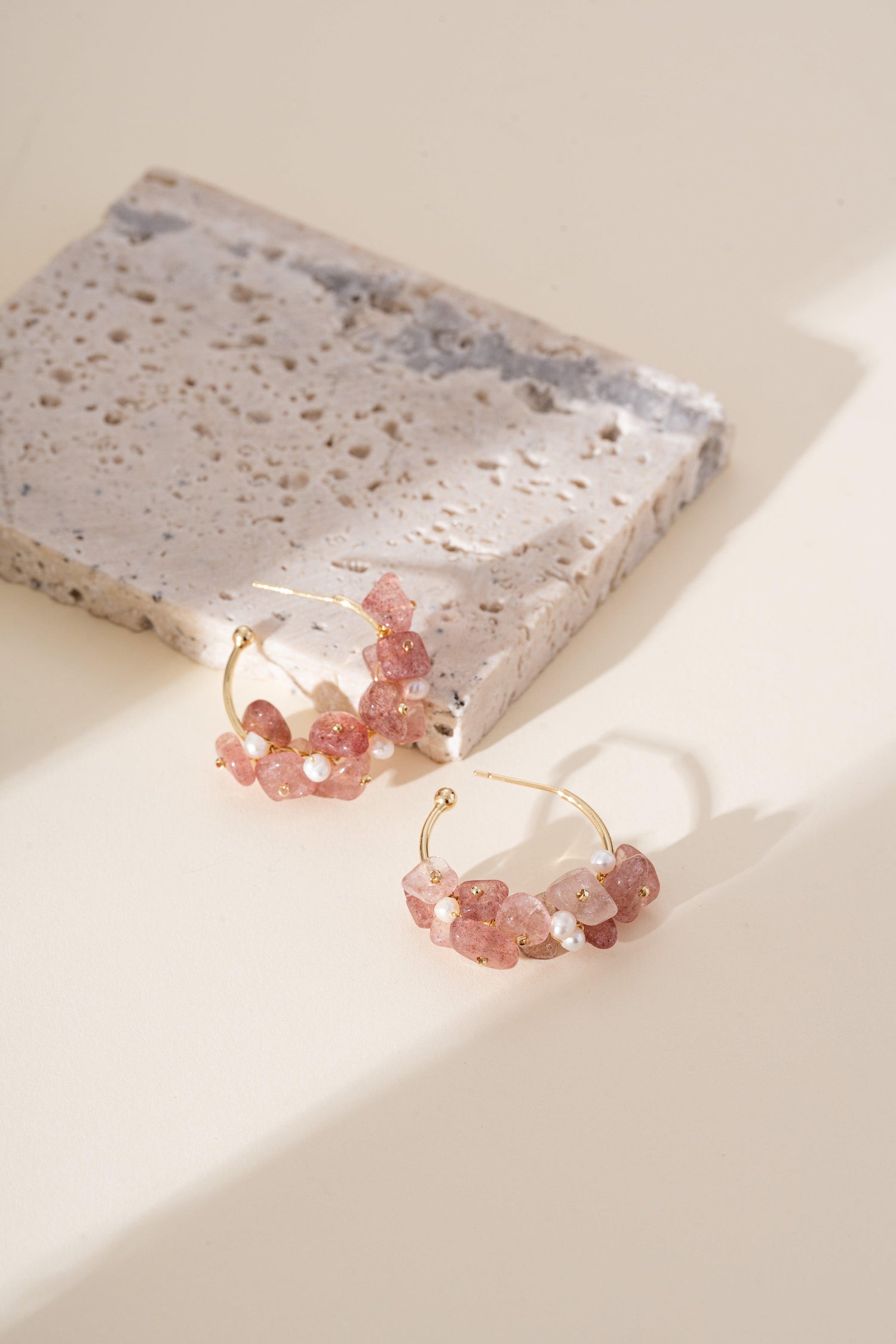 Isolara Strawberry Quartz Earrings - Artsory