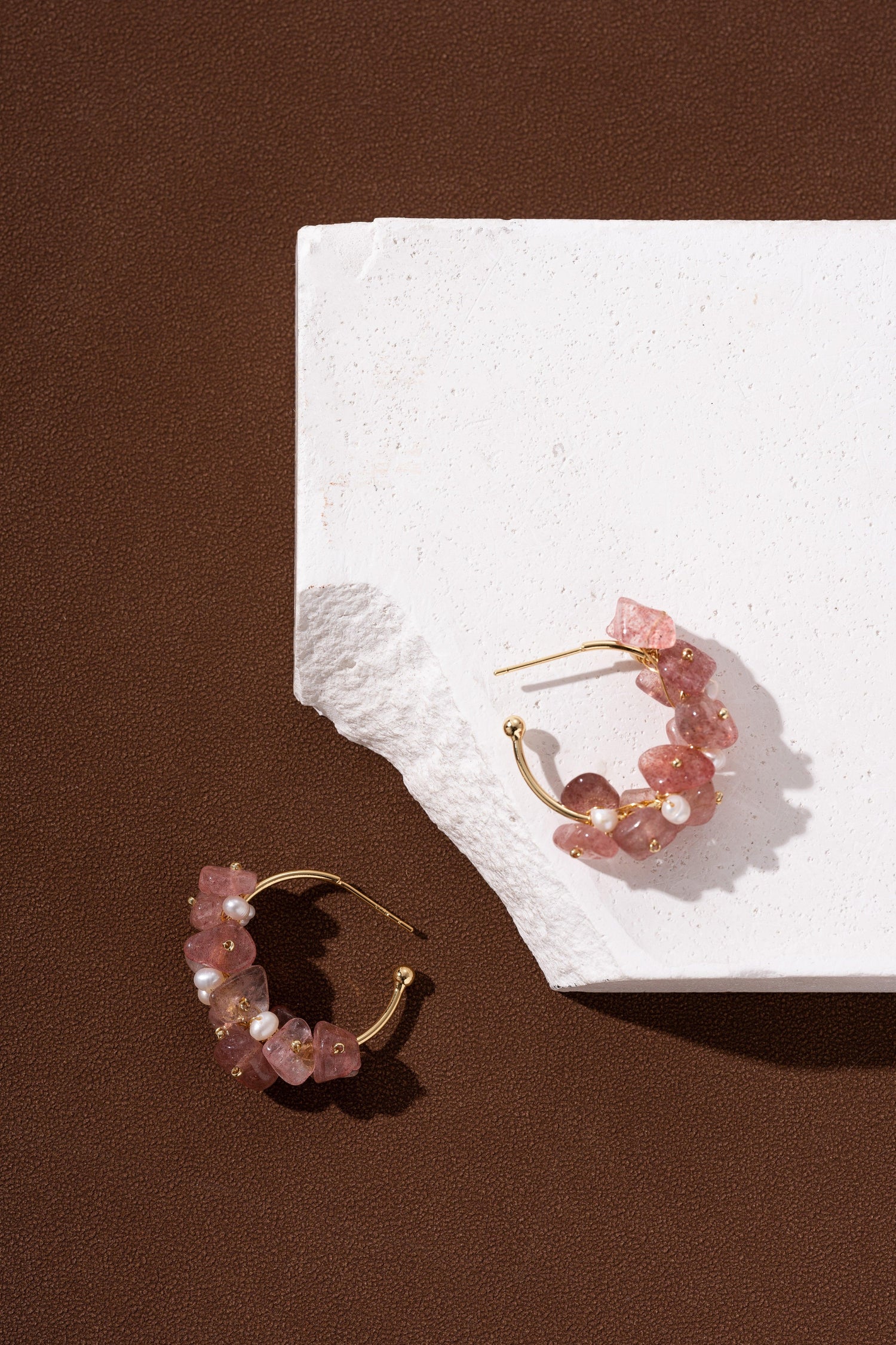Isolara Strawberry Quartz Earrings - Artsory