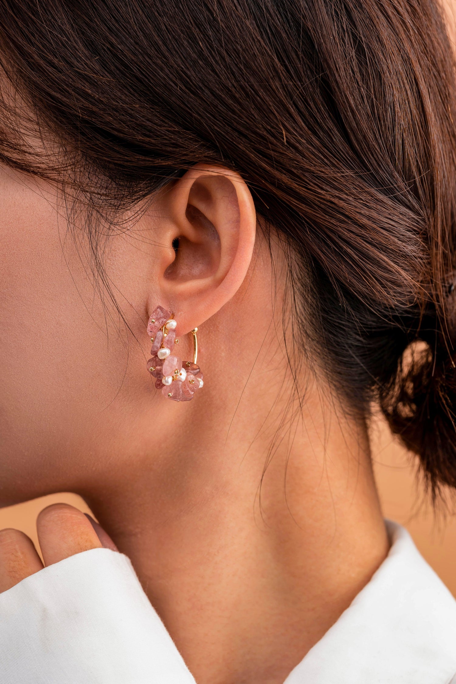 Isolara Strawberry Quartz Earrings - Artsory