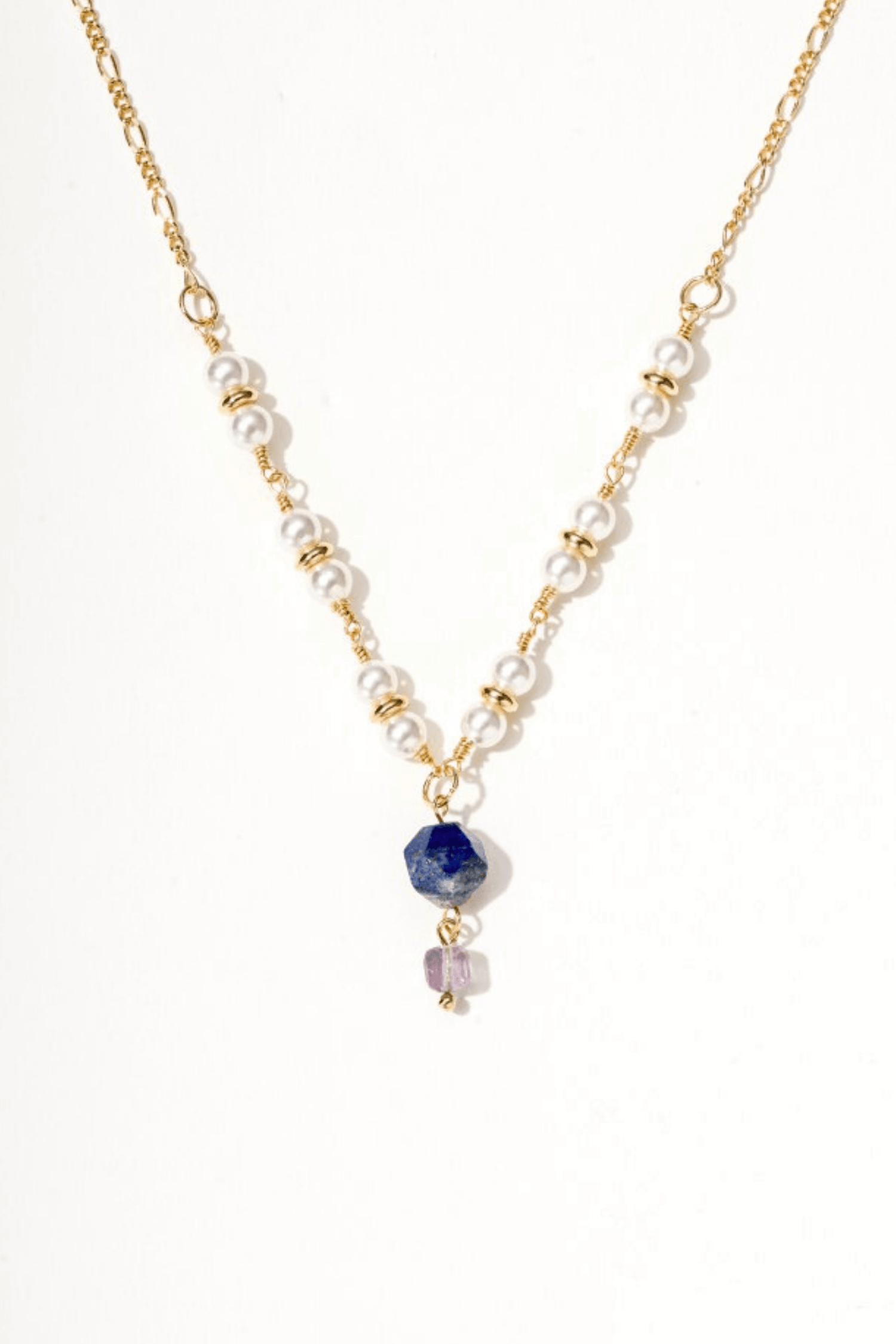 Ivory Pearl and Lapis Pendant Necklace - Artsory