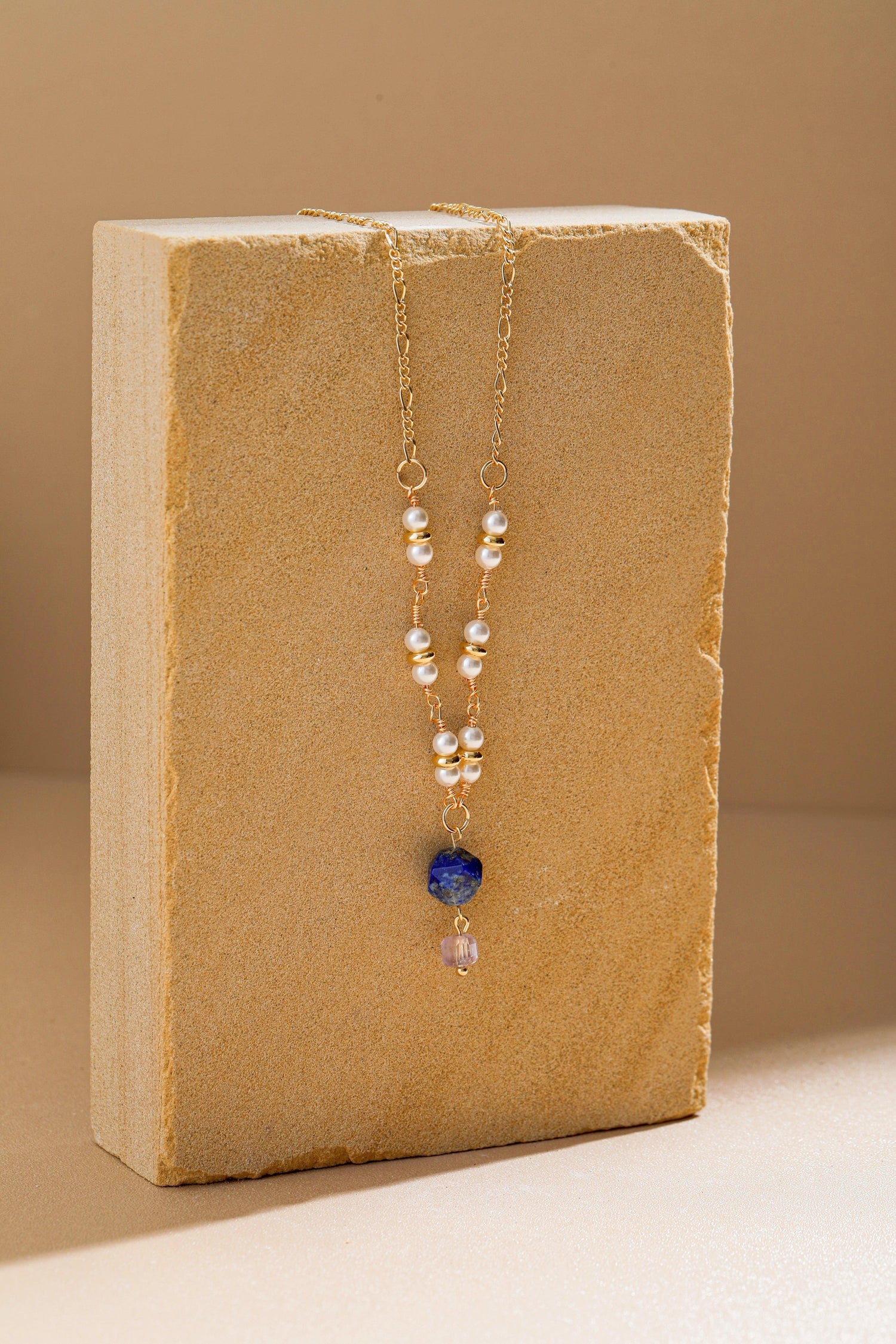 Ivory Pearl and Crystal Pendant Necklace - Artsory