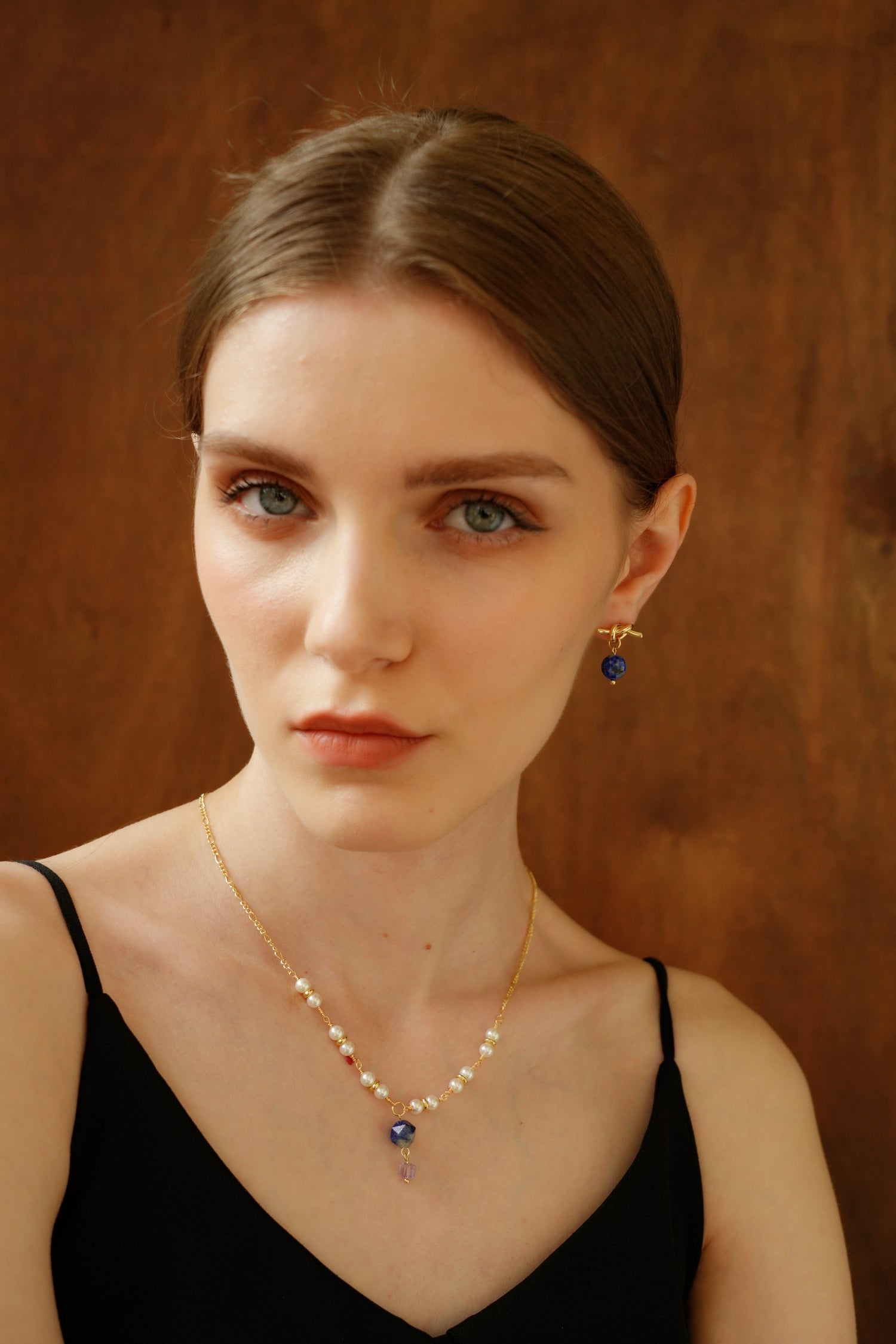 Ivory Pearl and Lapis Pendant Necklace - Artsory