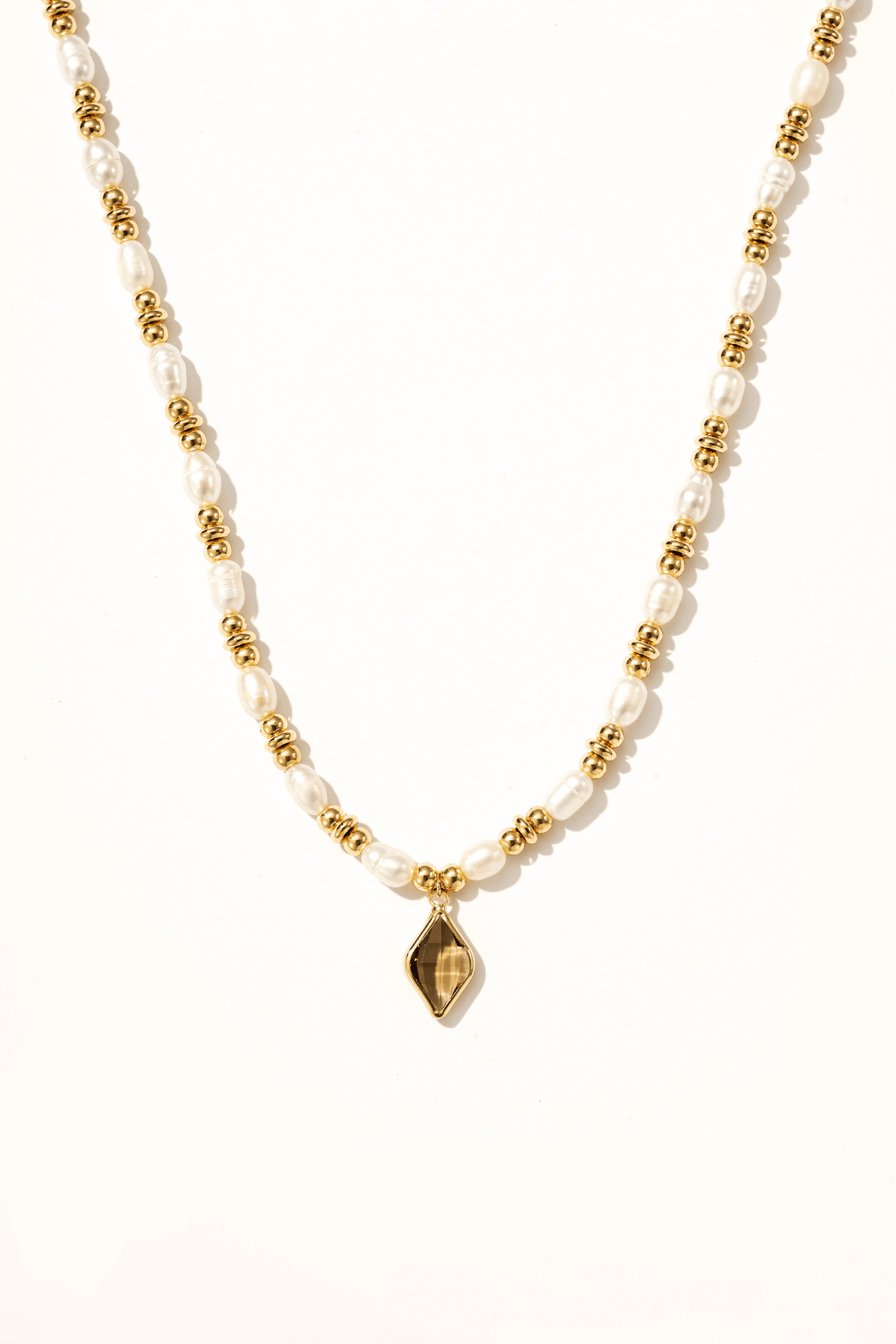 Kiana Crystal Drop Pearl Beaded Necklace - Artsory