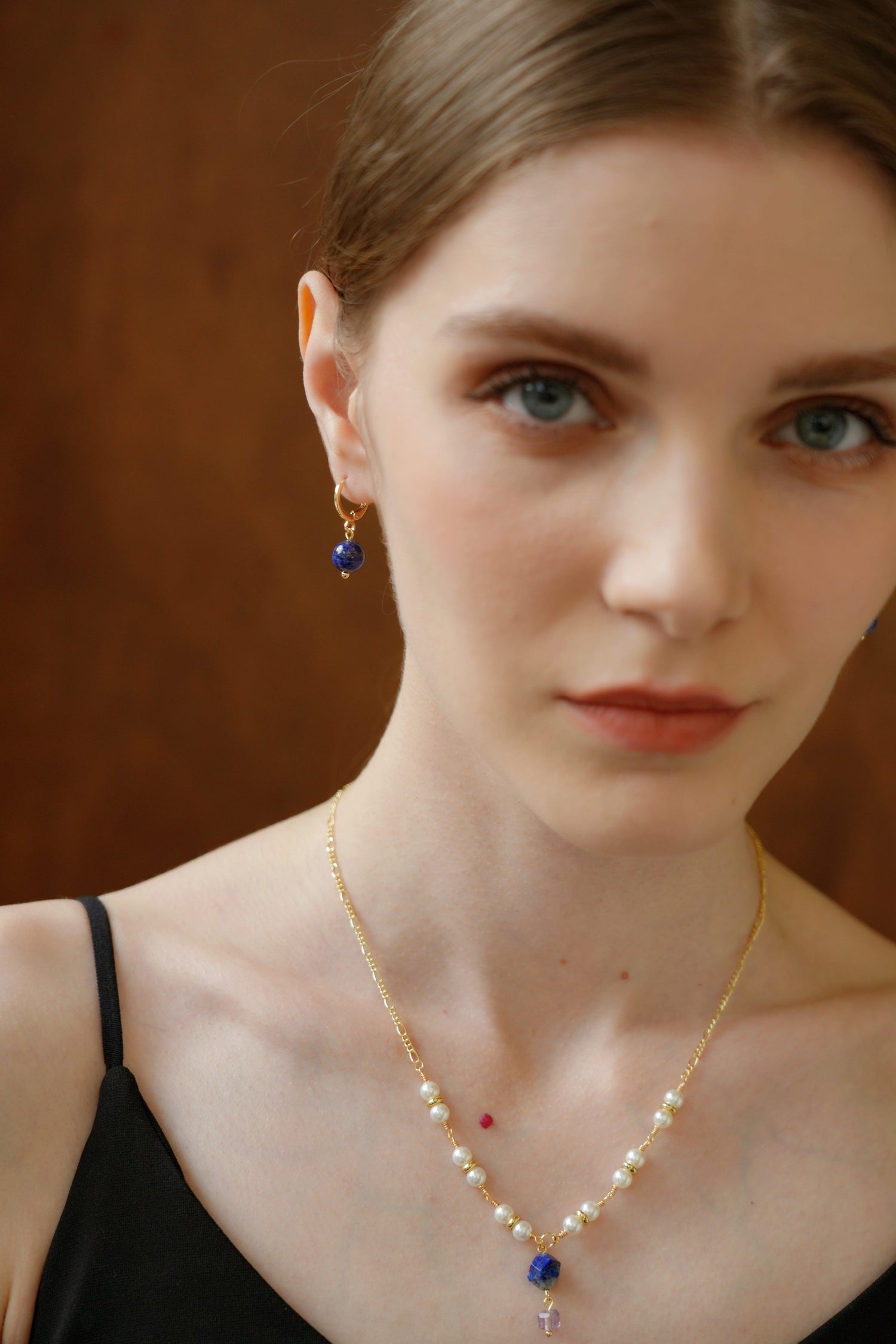 Ivory Pearl and Lapis Pendant Necklace - Artsory