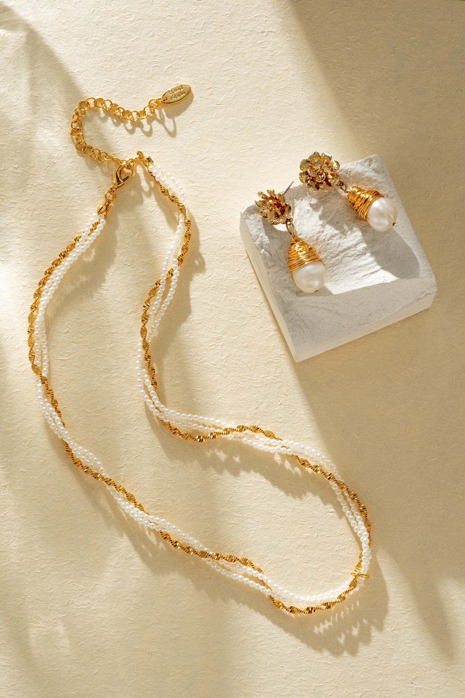 Cleo Wrapped Pearl Drop Earrings - Artsory