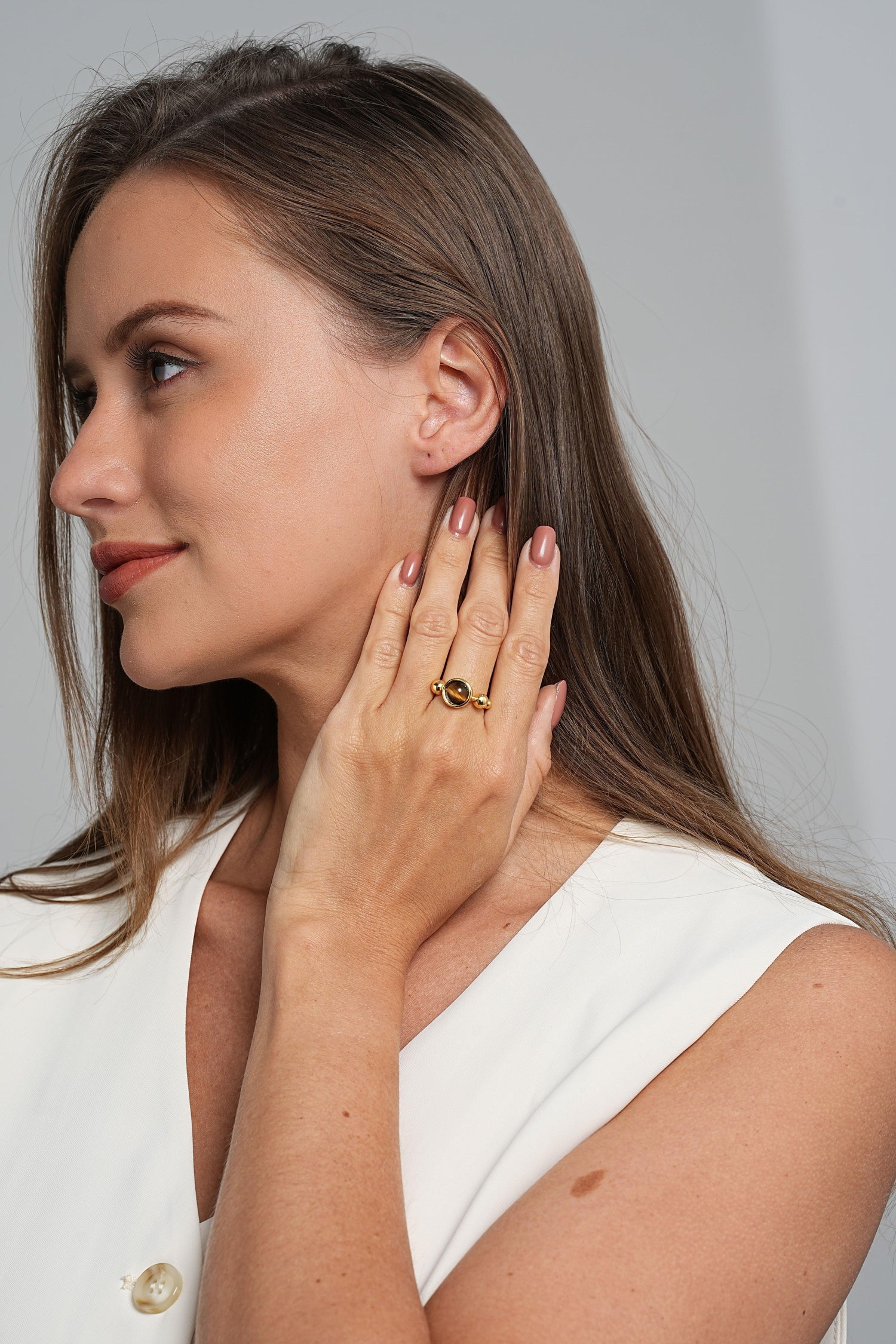 Tiger's Eye Geometric Ring - Artsory