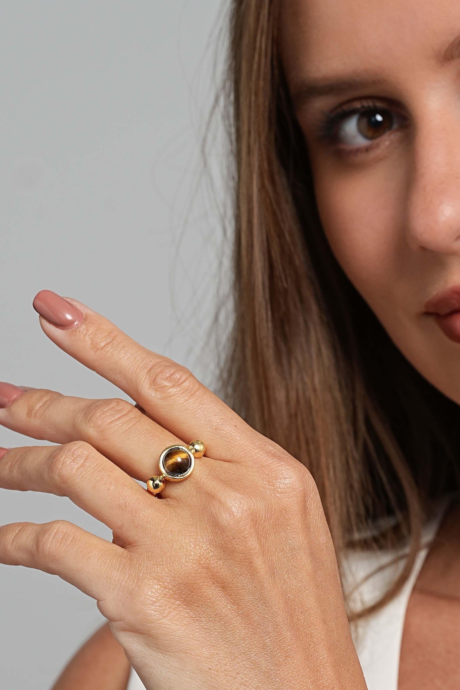 Tiger's Eye Geometric Ring - Artsory