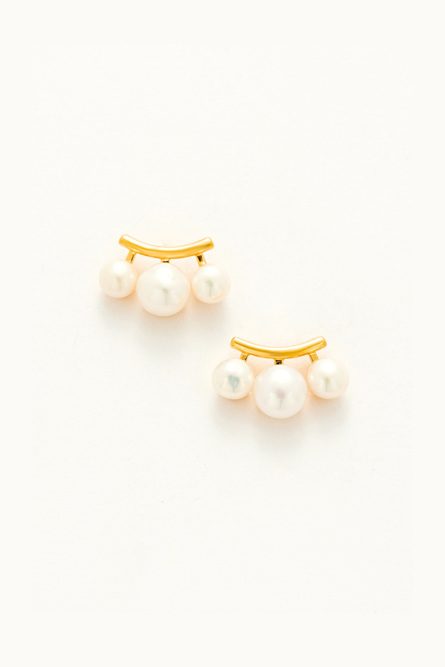 Trio Pearl Stud Earrings