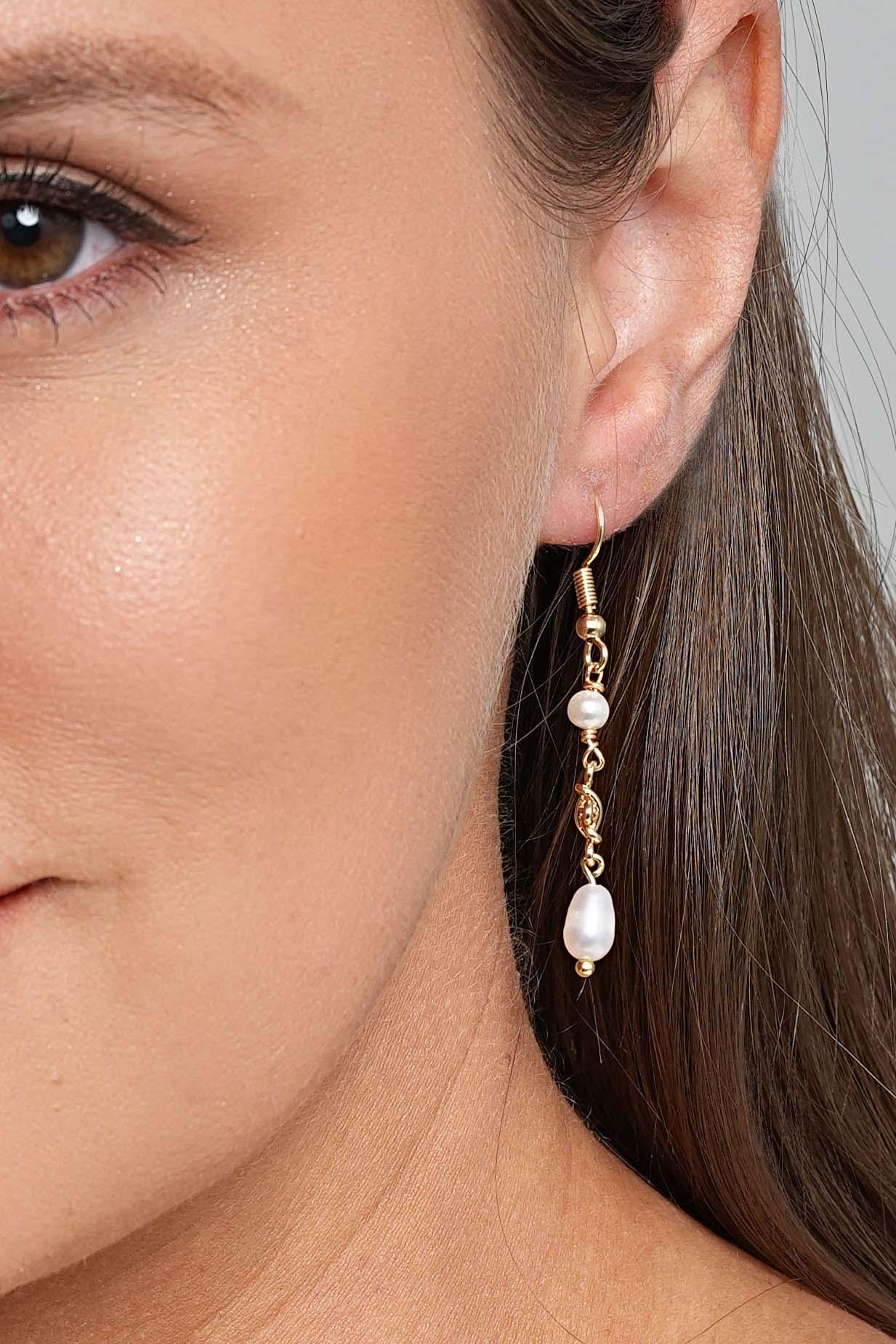 Yilan Knotted 18k Gold Pearl Drop Earrings - Artsory