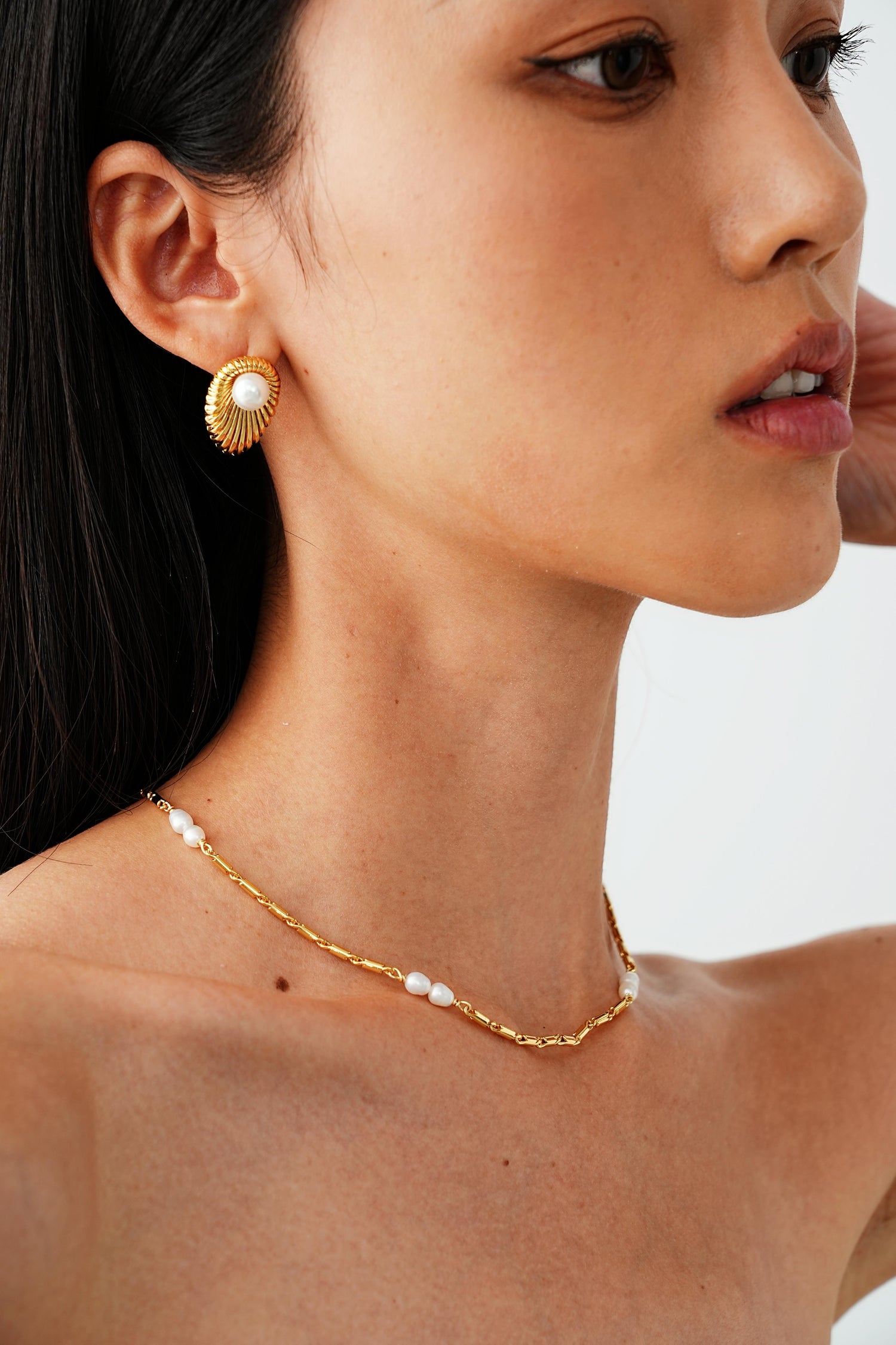 Saffron Pearl Stud Earrings