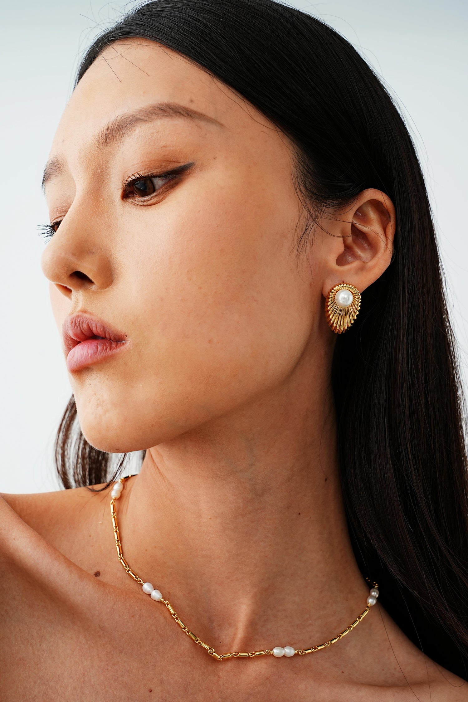 Saffron Pearl Stud Earrings