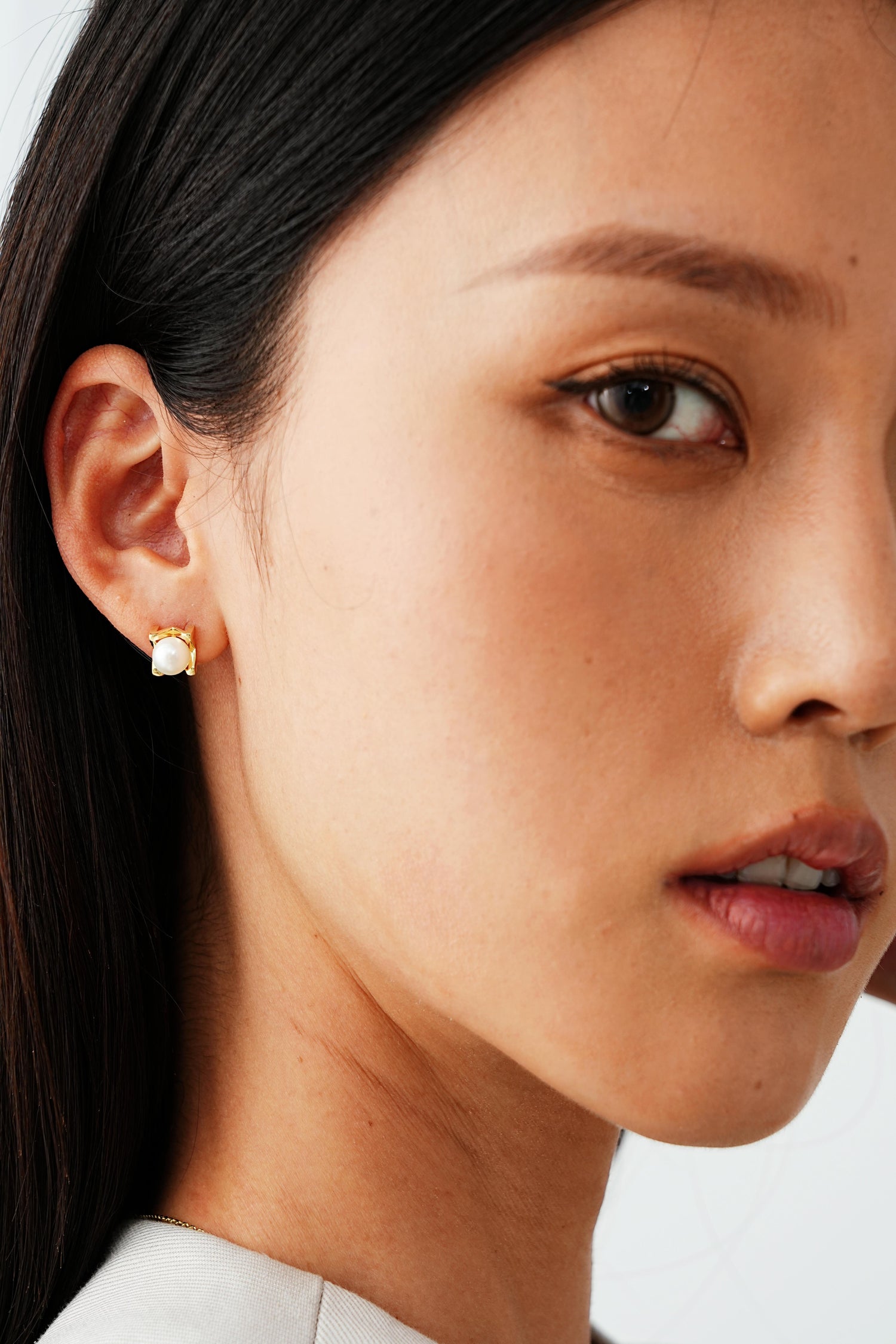 Opulent Pearl Gold Stud Earrings