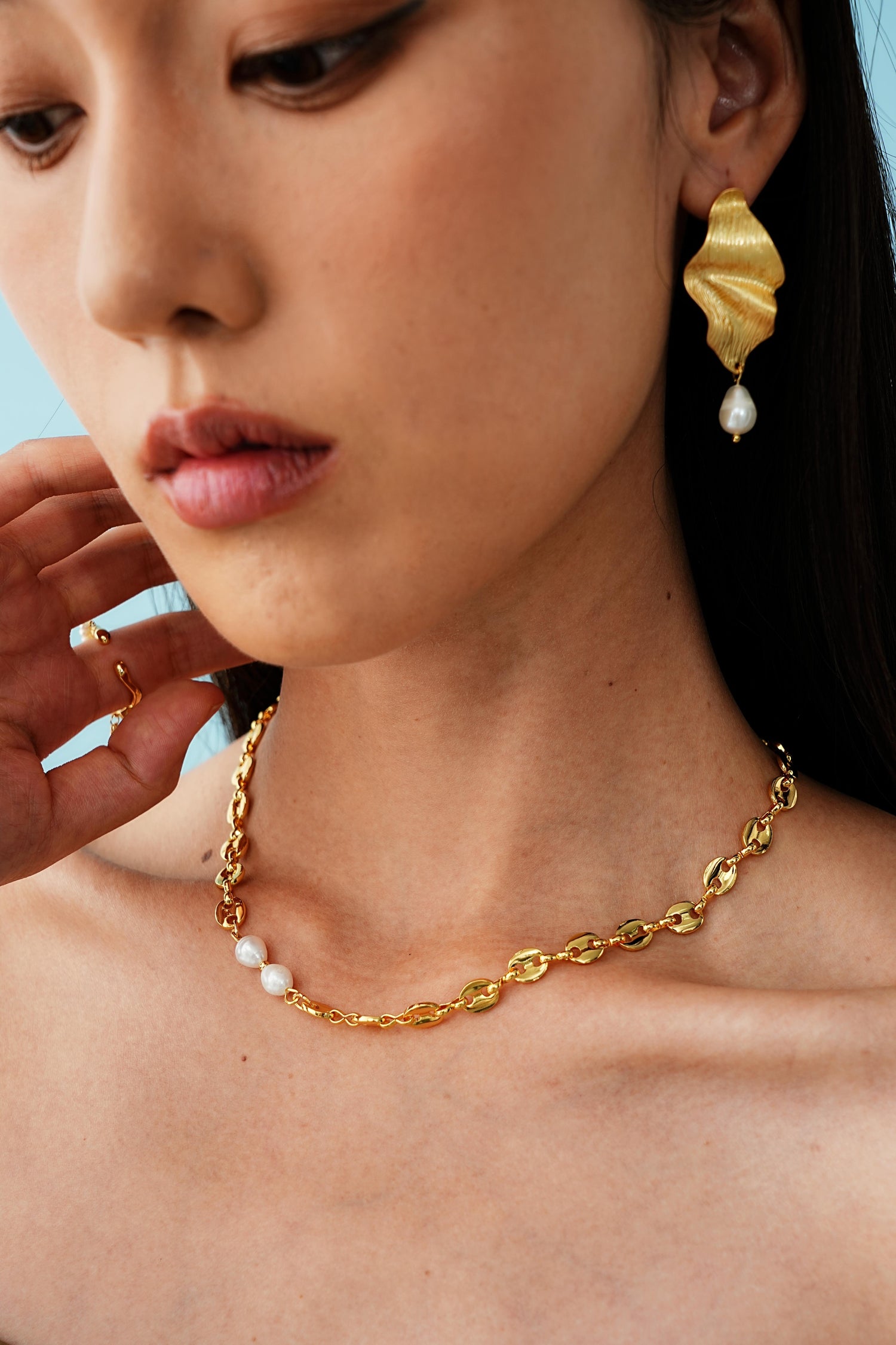 Dual Pearl Chain Necklace