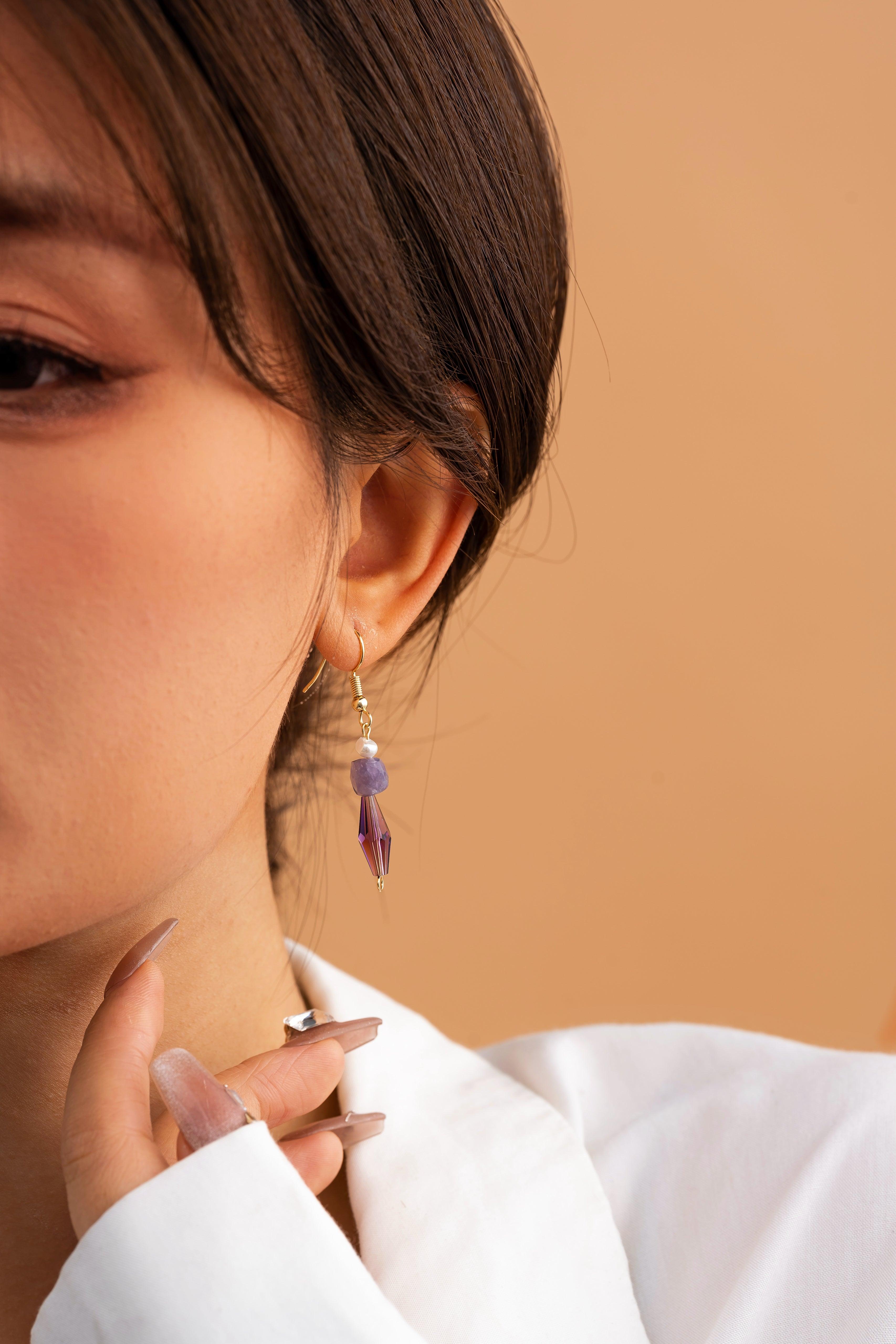 Aislinn Crystal Drop Lavender Earrings - Artsory