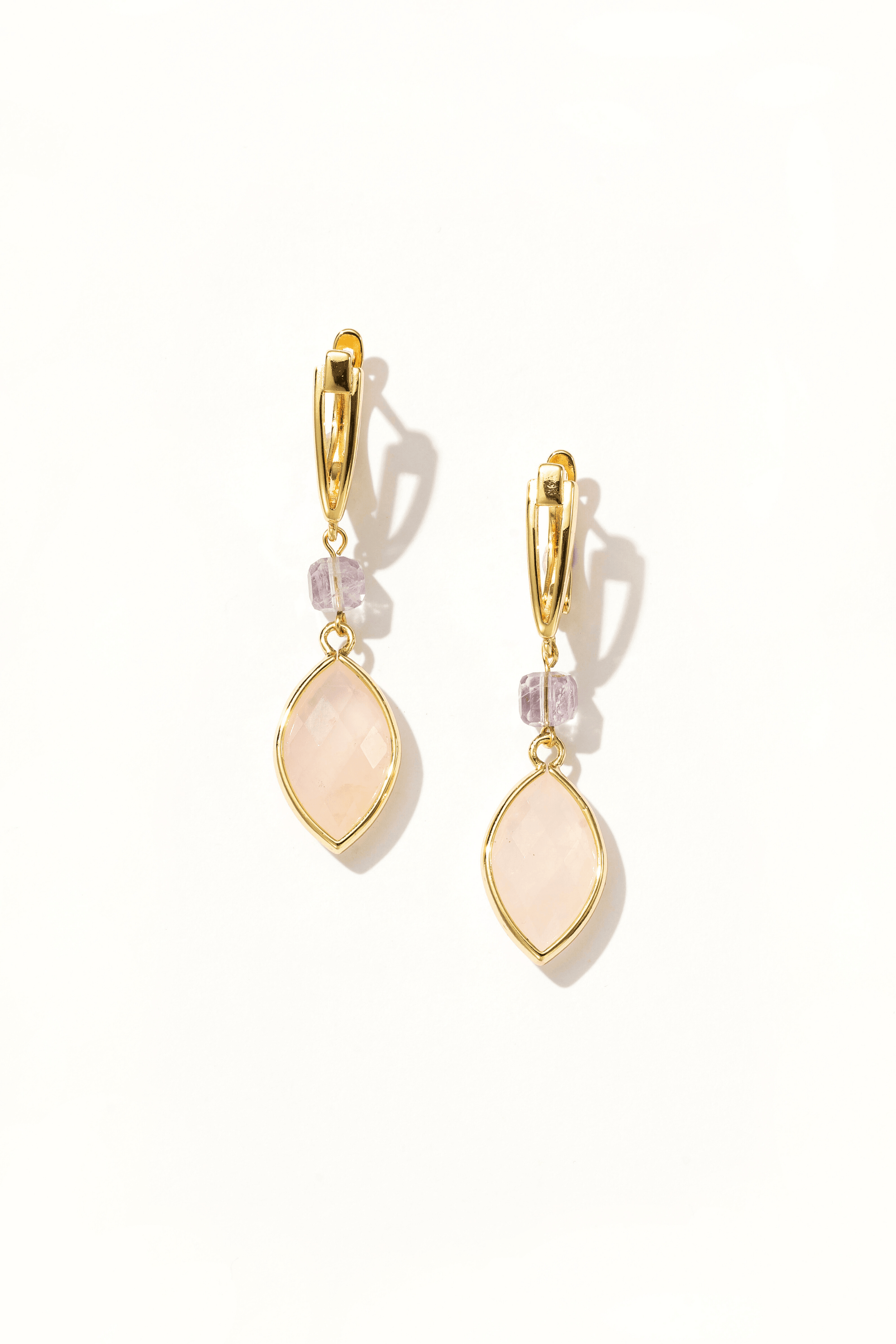 Alina Pink Quartz Drop Earrings - Artsory