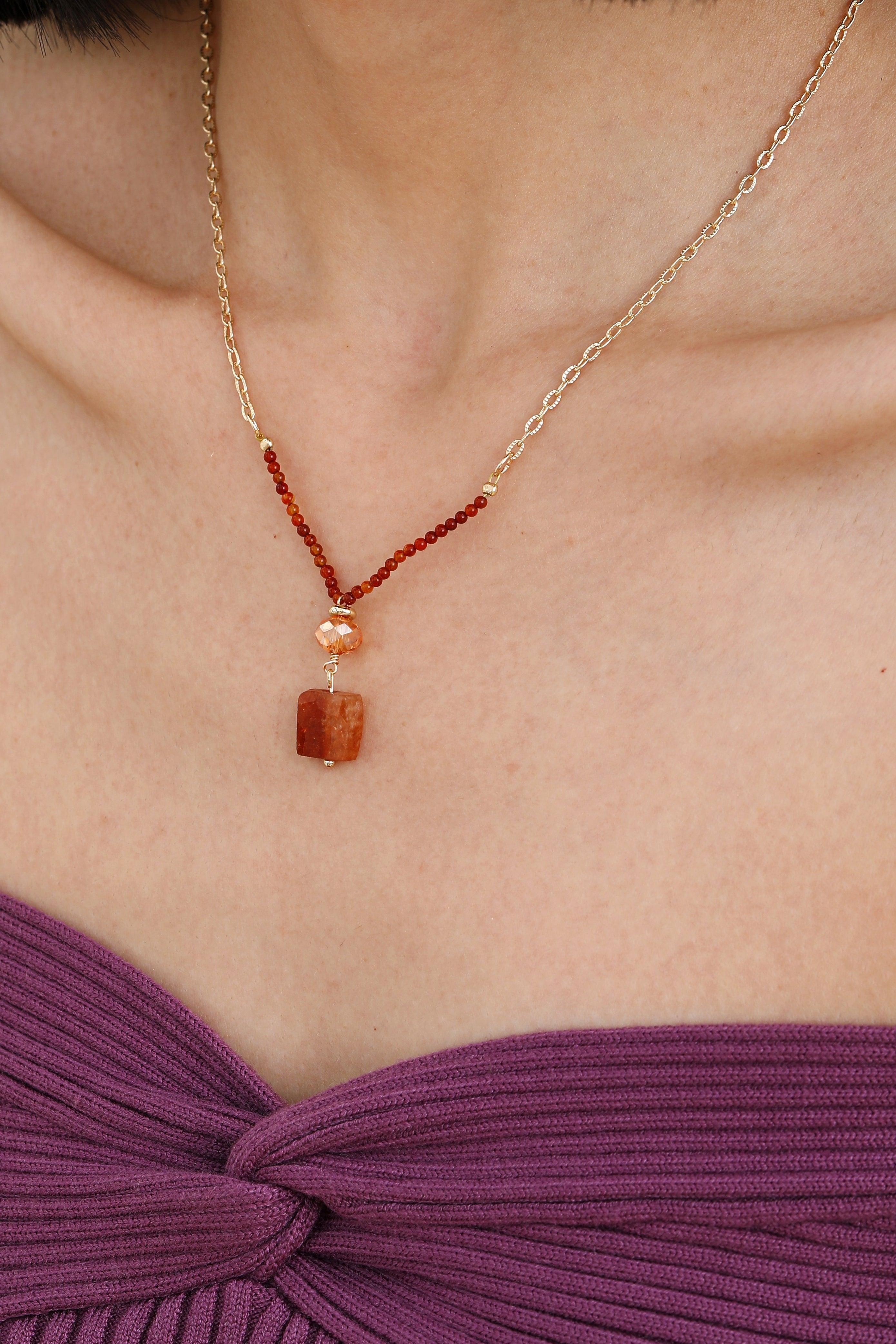 Amber Agate Necklace - Artsory