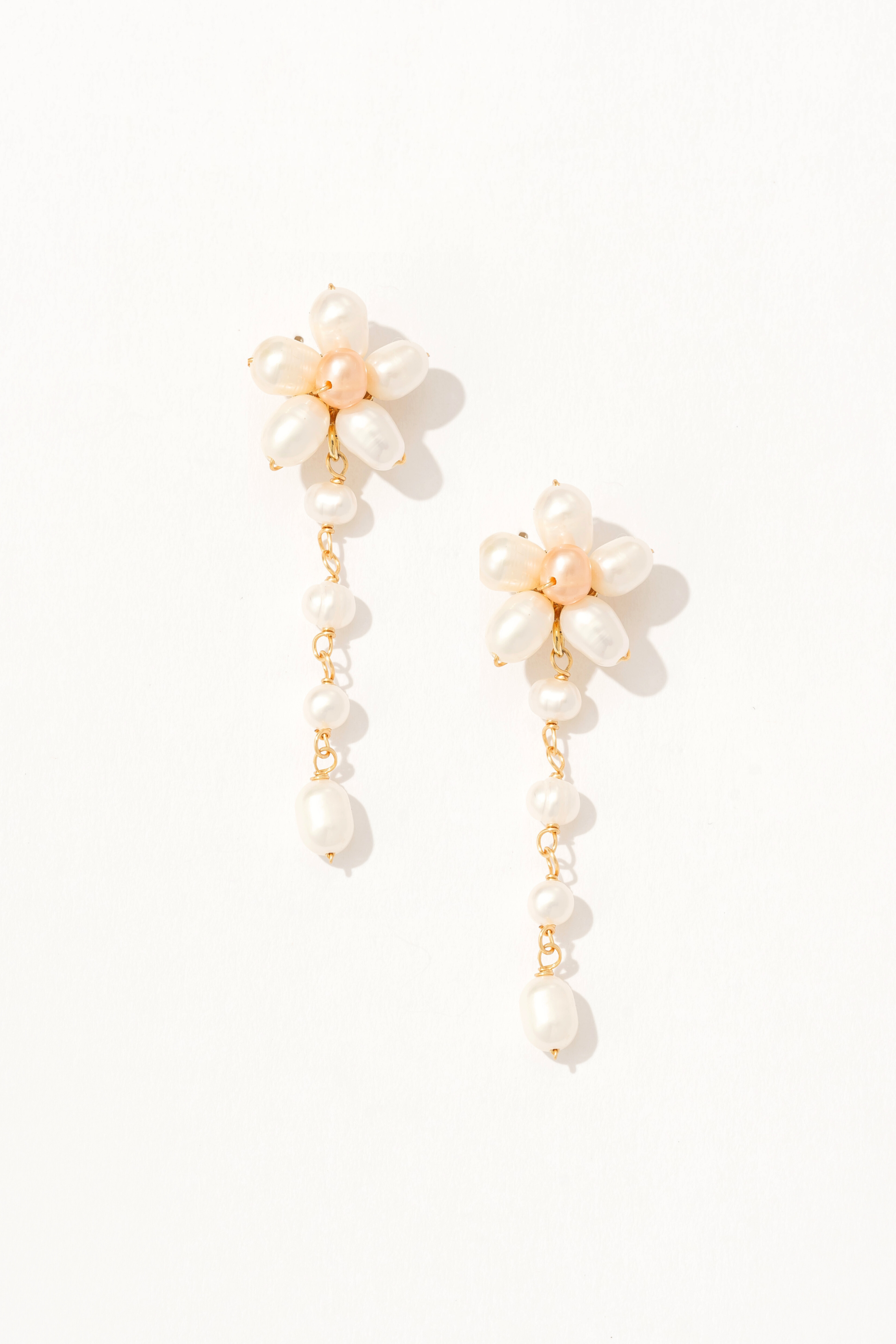 Aurelia Floral Dangling Pearl Earrings