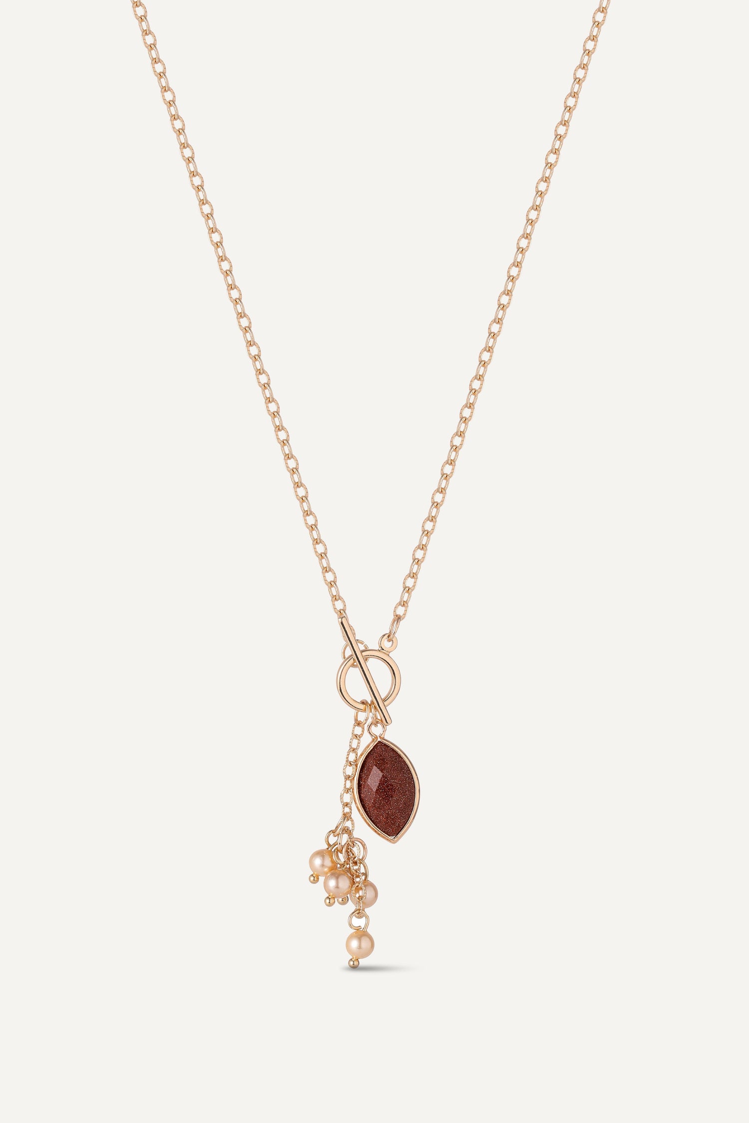 Autumn Delight with Pearl Accents 14K Gold Necklace - Artsory