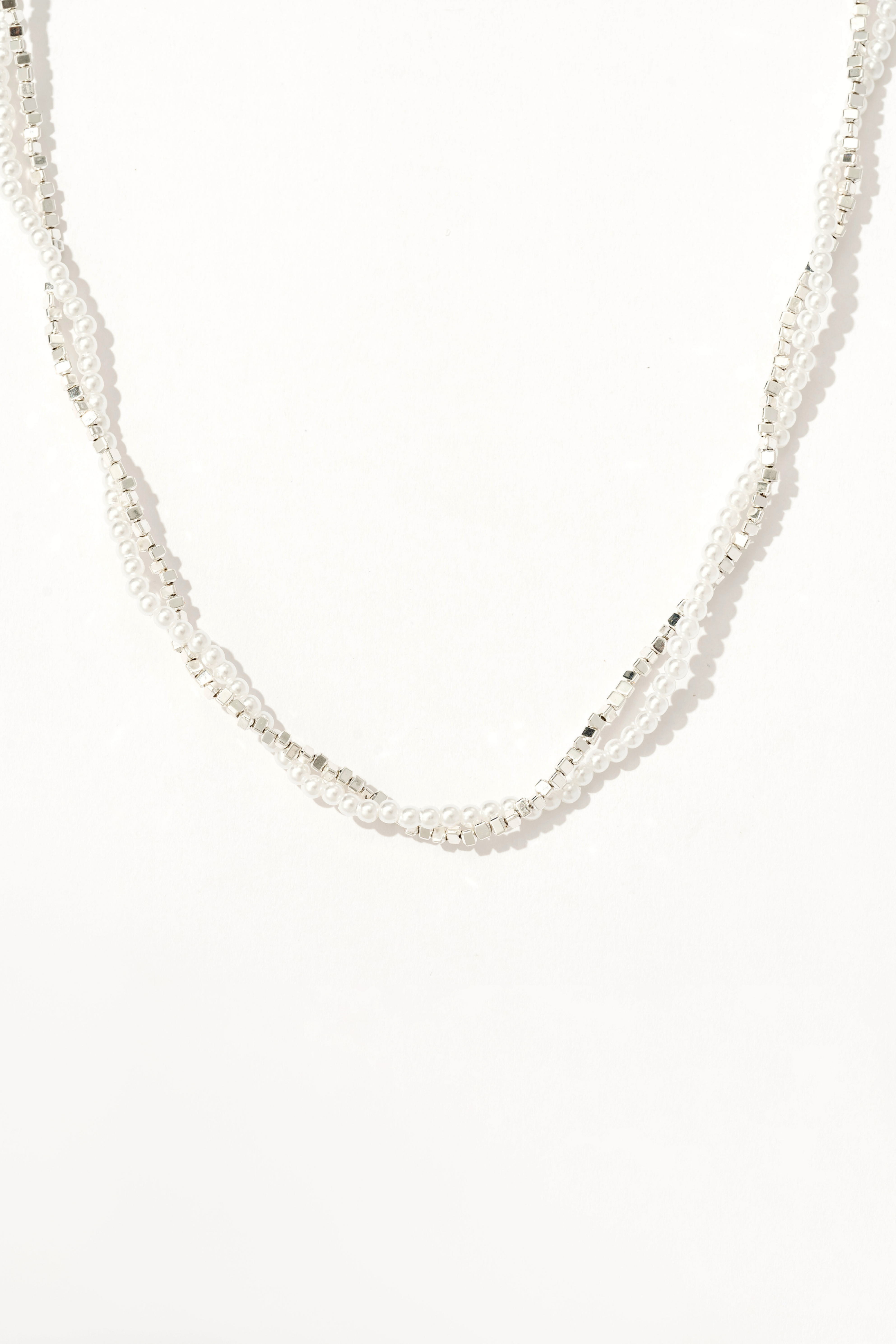 Baroque Pearl Silver Wrapped Necklace