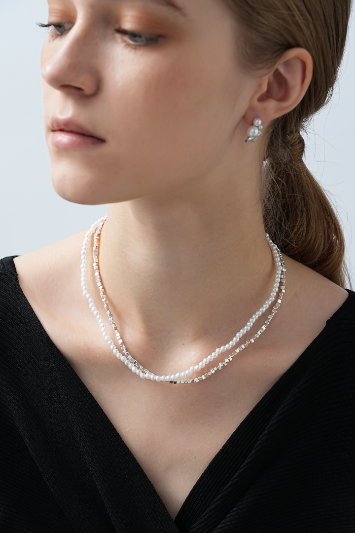 Baroque Pearl Silver Wrapped Necklace