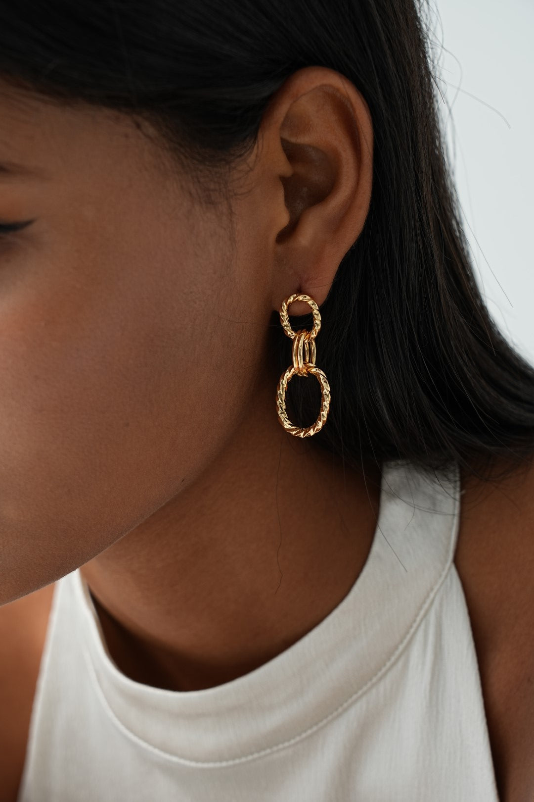 Cyra Trio Hoop Drop Earrings