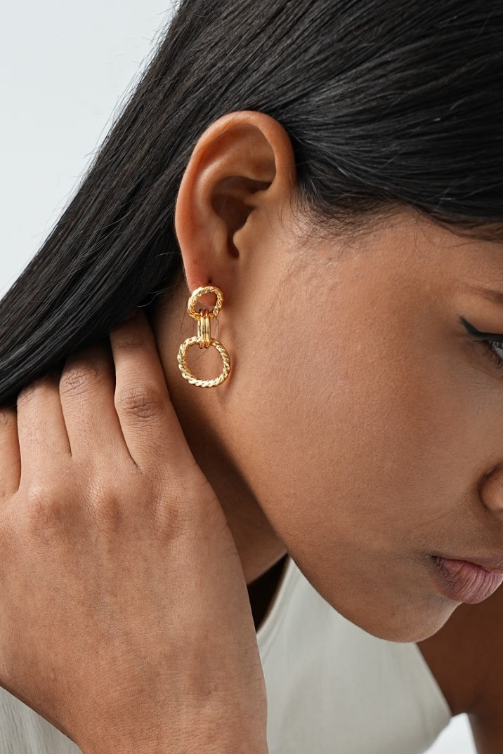 Cyra Trio Hoop Drop Earrings