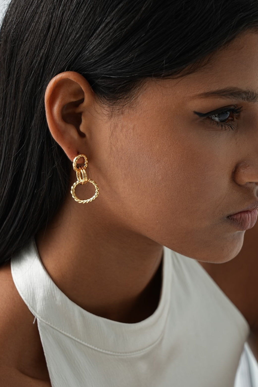 Cyra Trio Hoop Drop Earrings