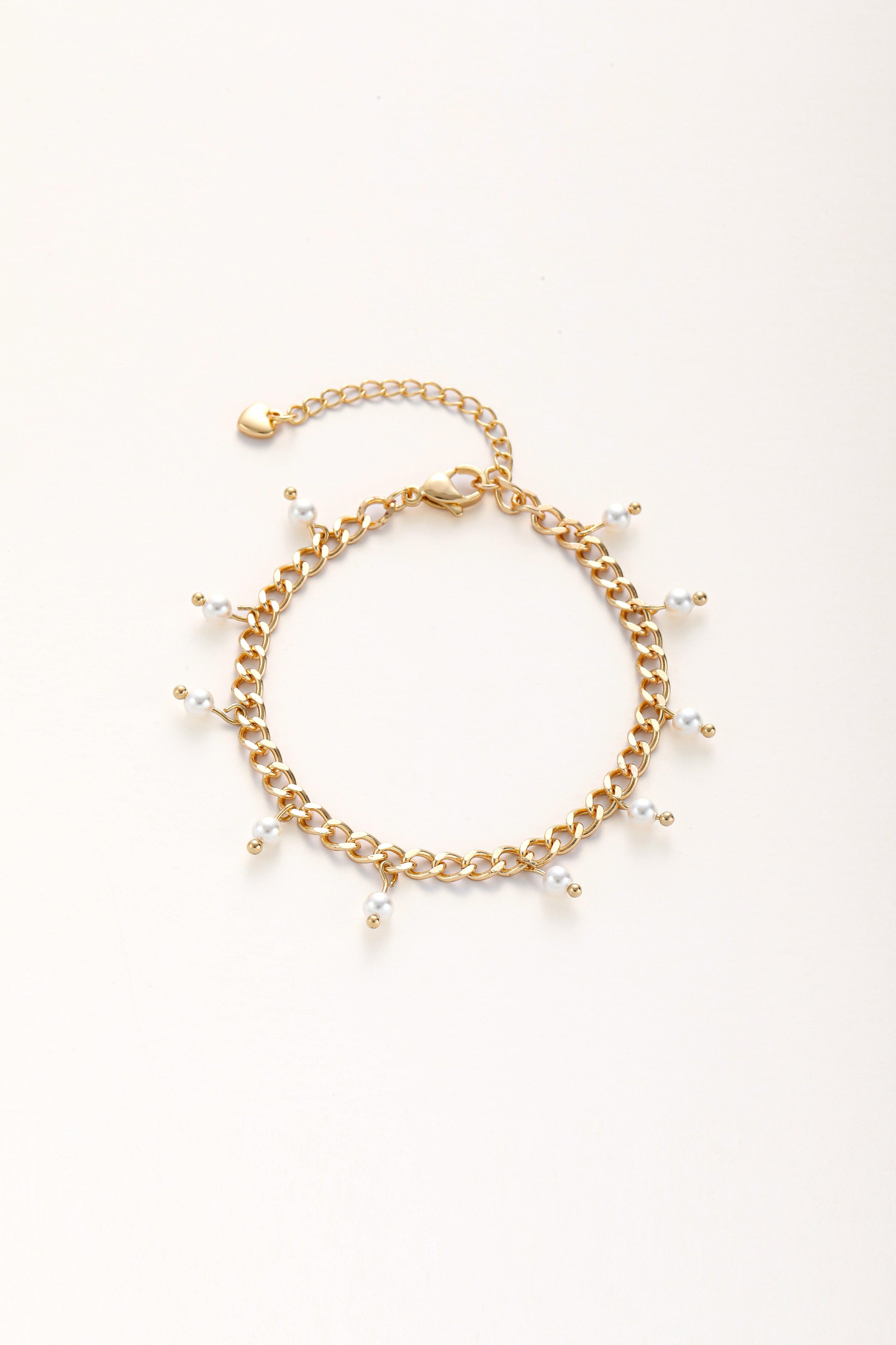 Dainty Pearl Charms Chain Bracelet - Artsory