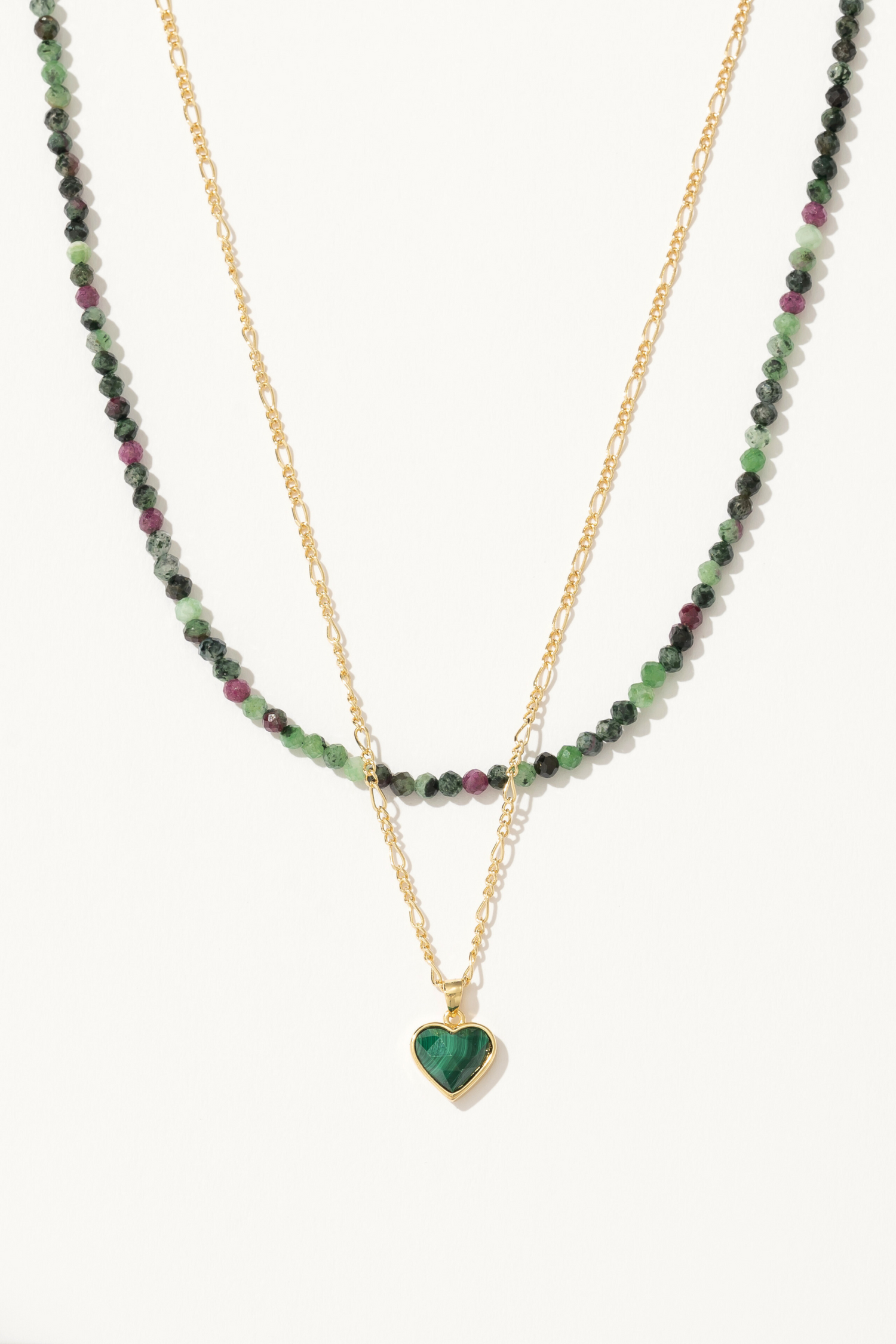 Double Chain with Heart Pendant Necklace