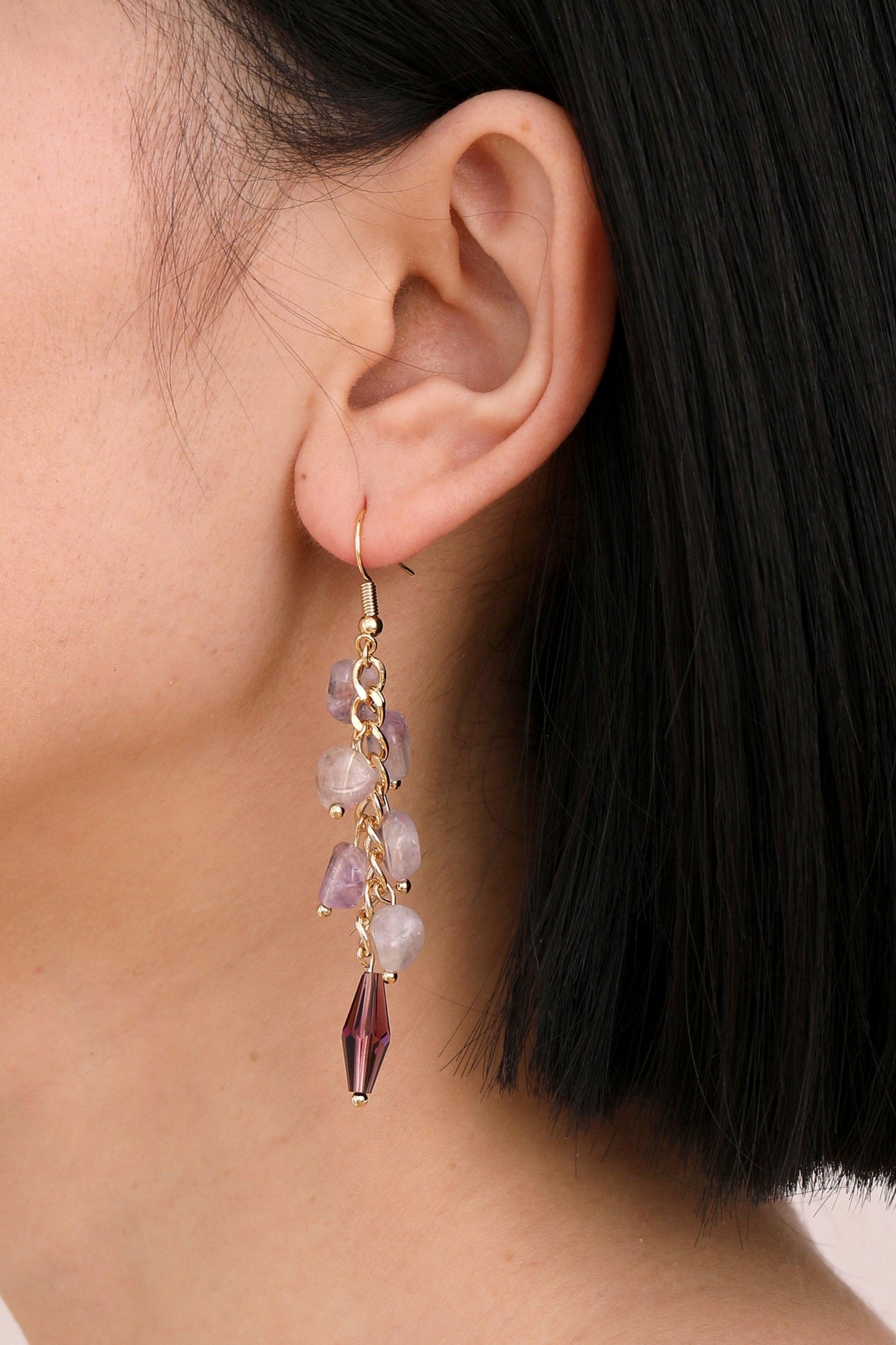 Eirlys Crystal Drop Lavender Earrings - Artsory