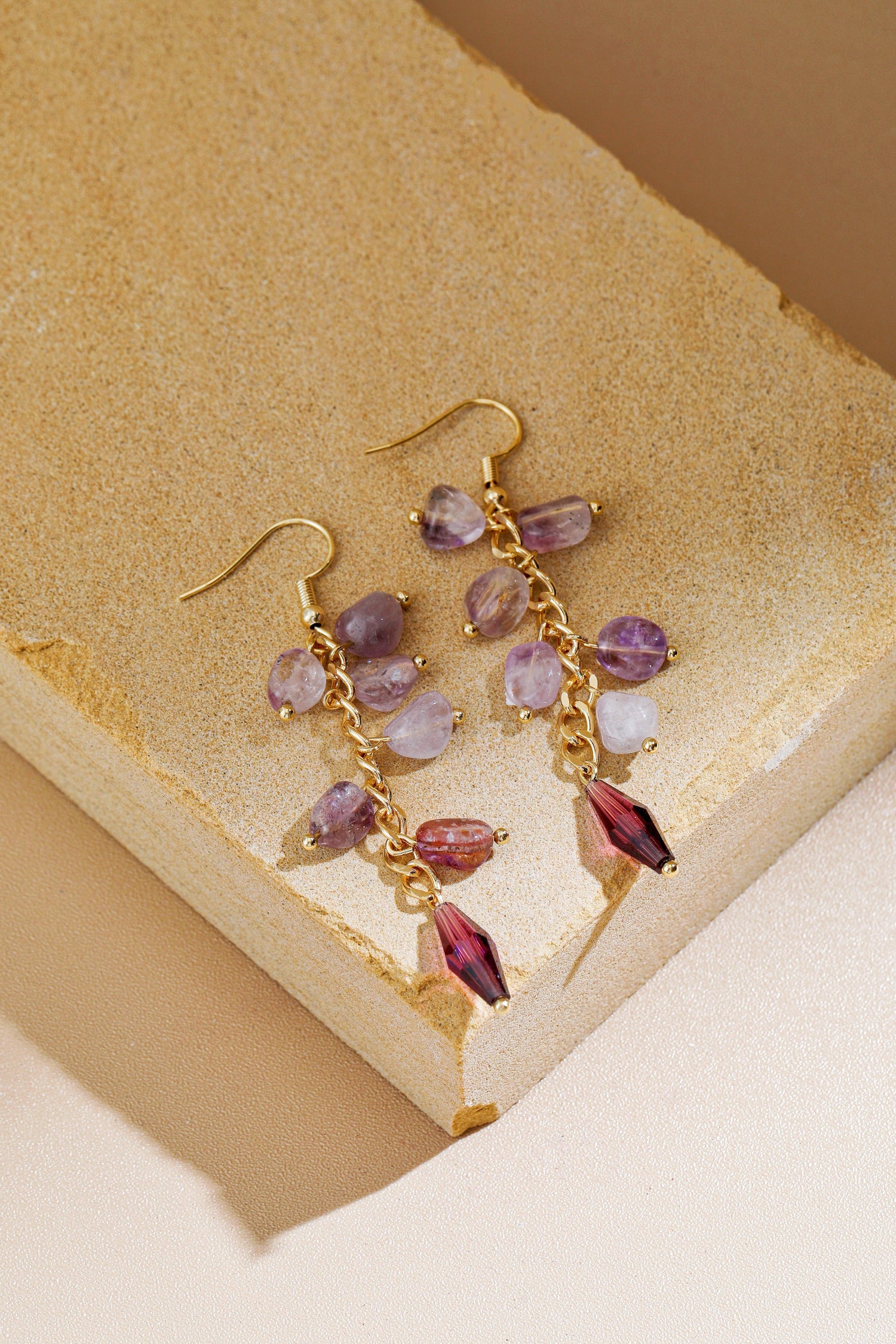 Eirlys Crystal Drop Lavender Earrings - Artsory