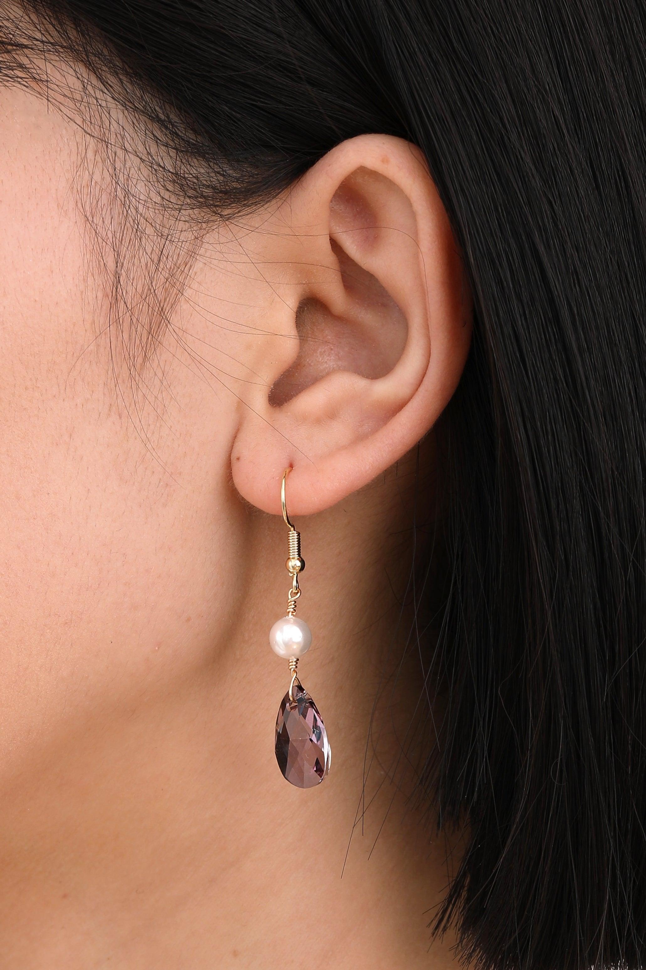 Fiora Crystal with Pearl Earrings - Artsory