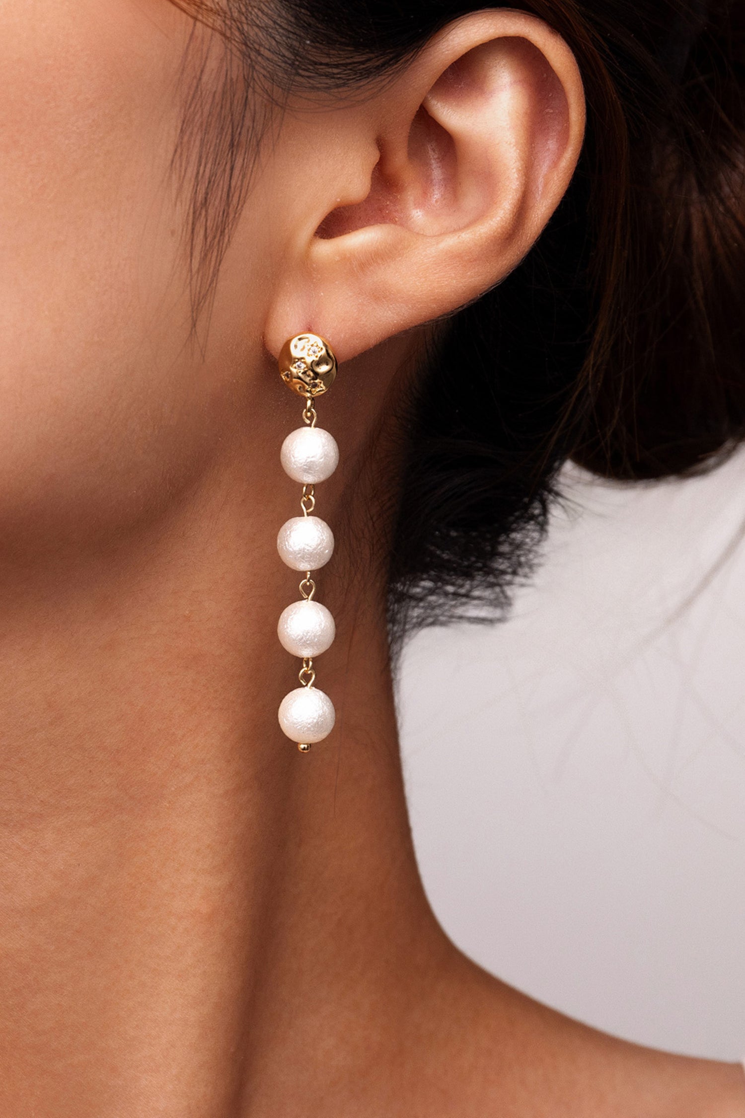 Juliette Snowflake Glitter Pearl Drop Earrings