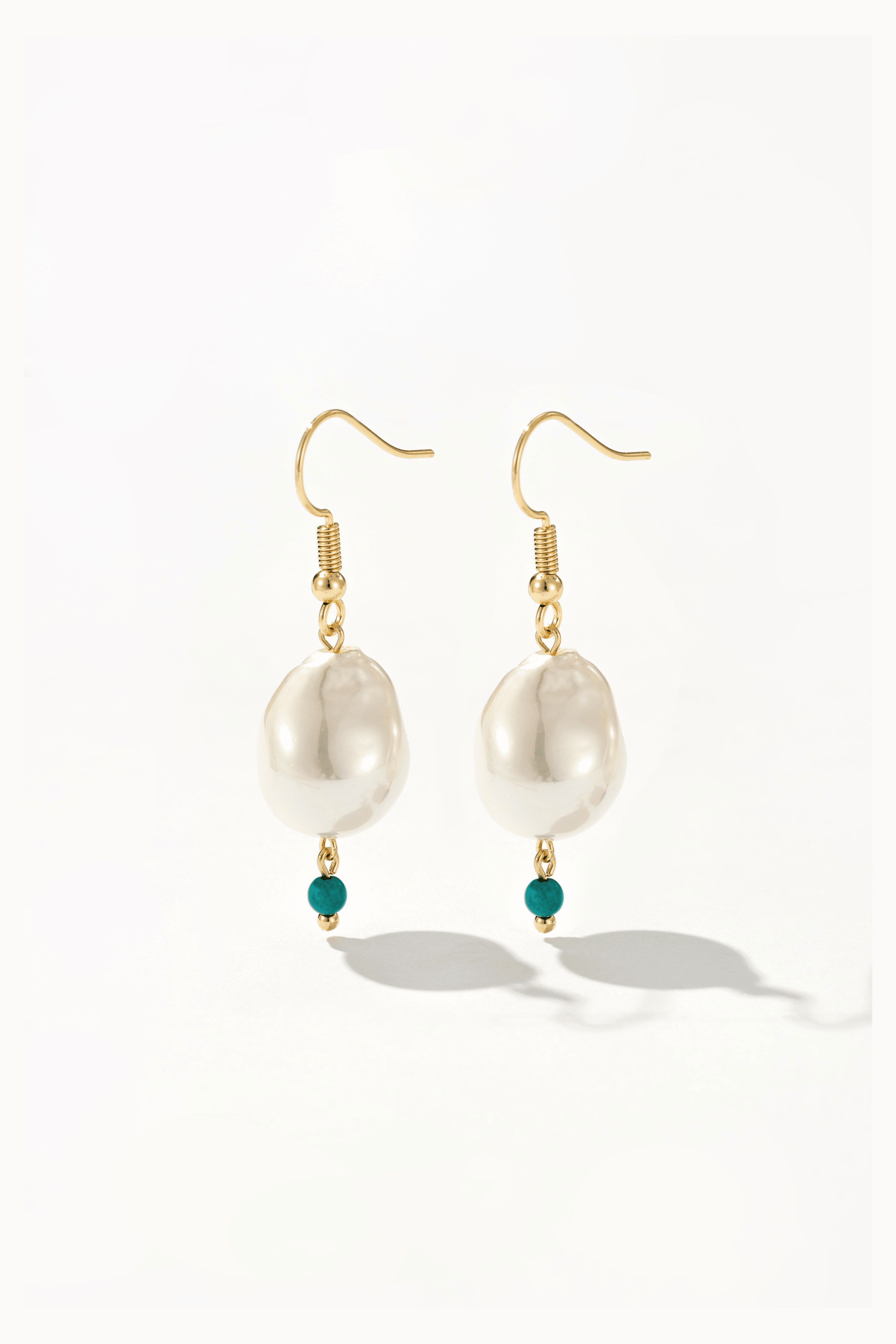 Keshi Pearl and Turquoise Drop Earrings - Artsory