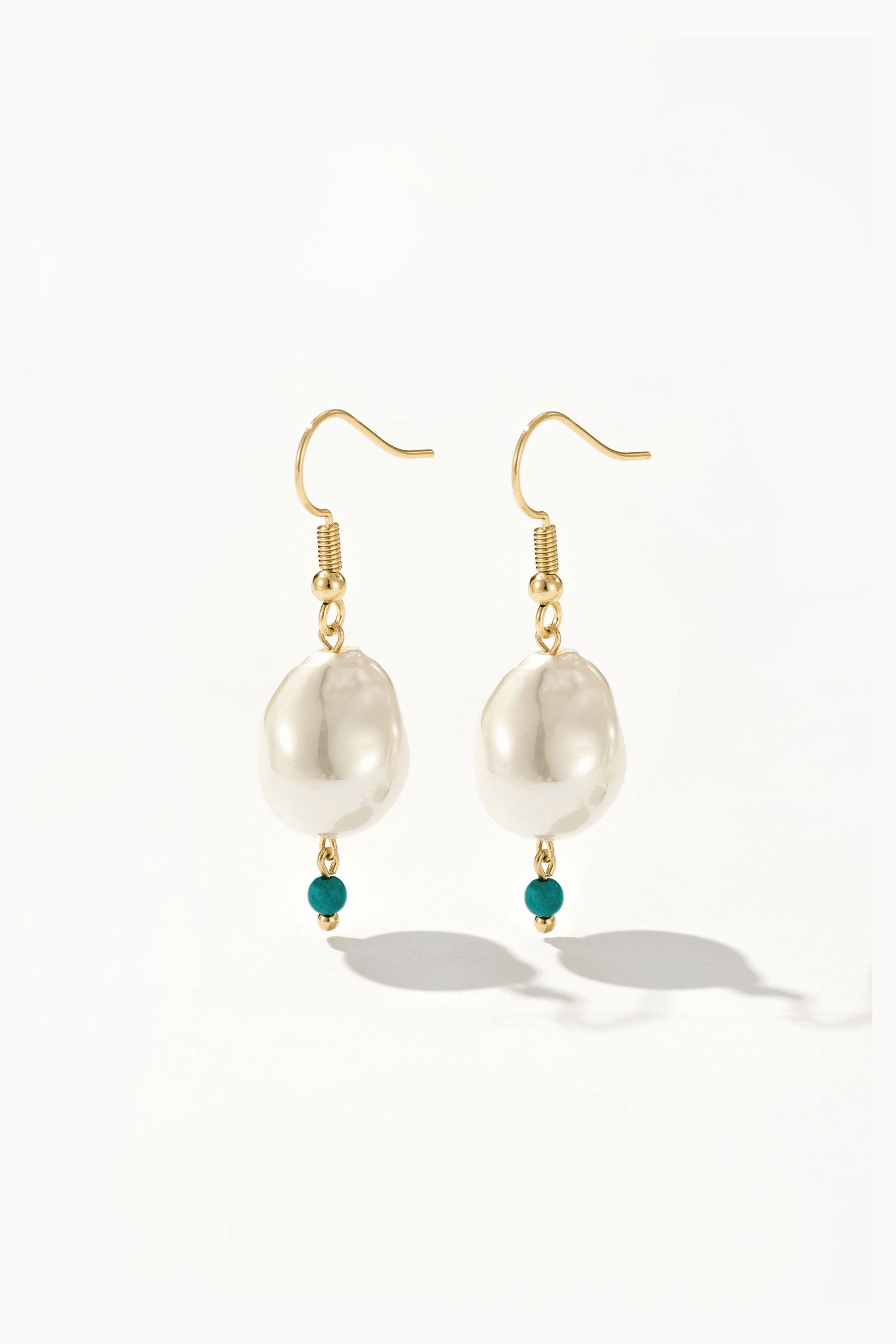 Keshi Pearl and Turquoise Drop Earrings - Artsory