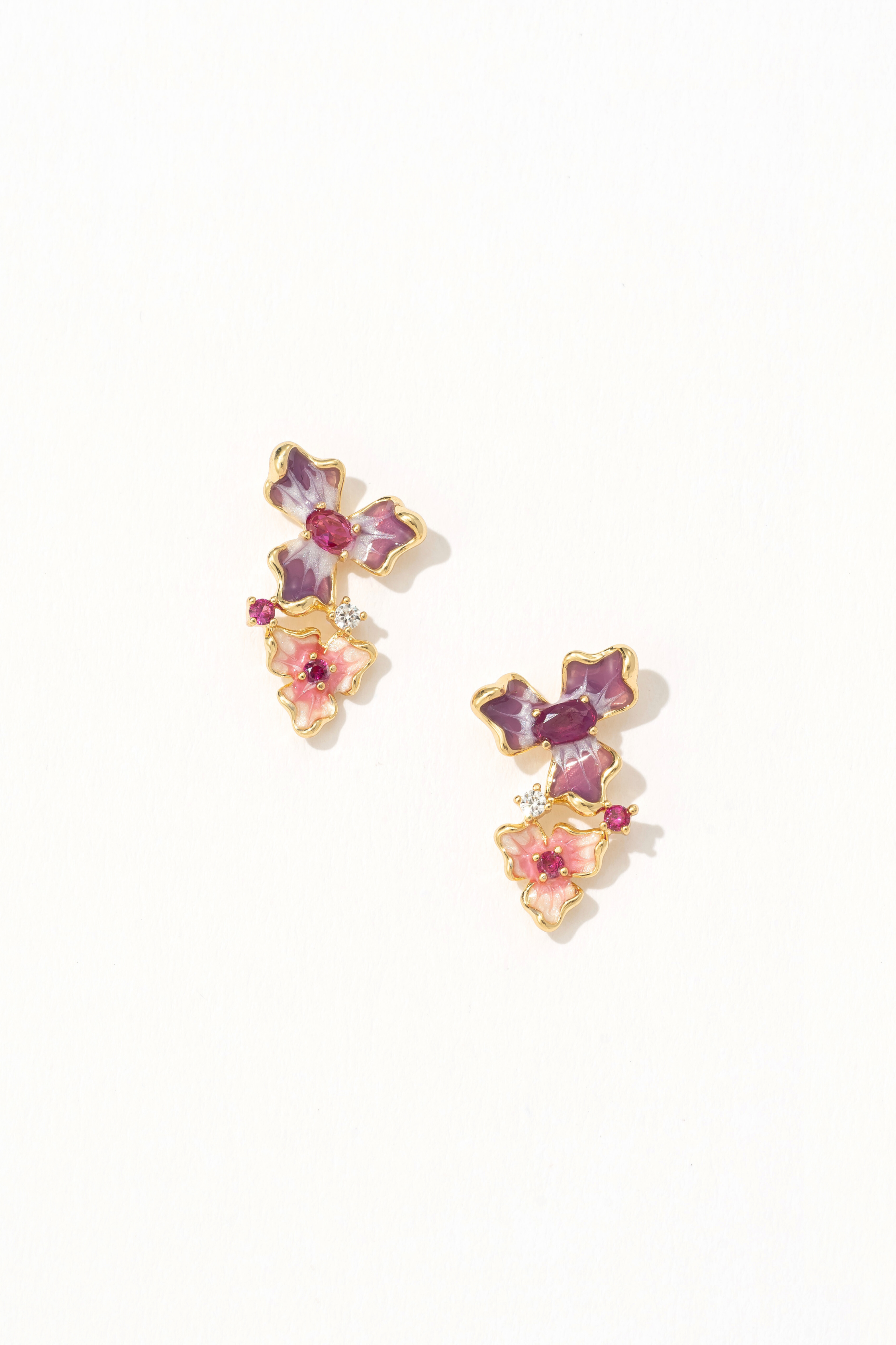 Lavender Blossom Enamel Stud Earrings